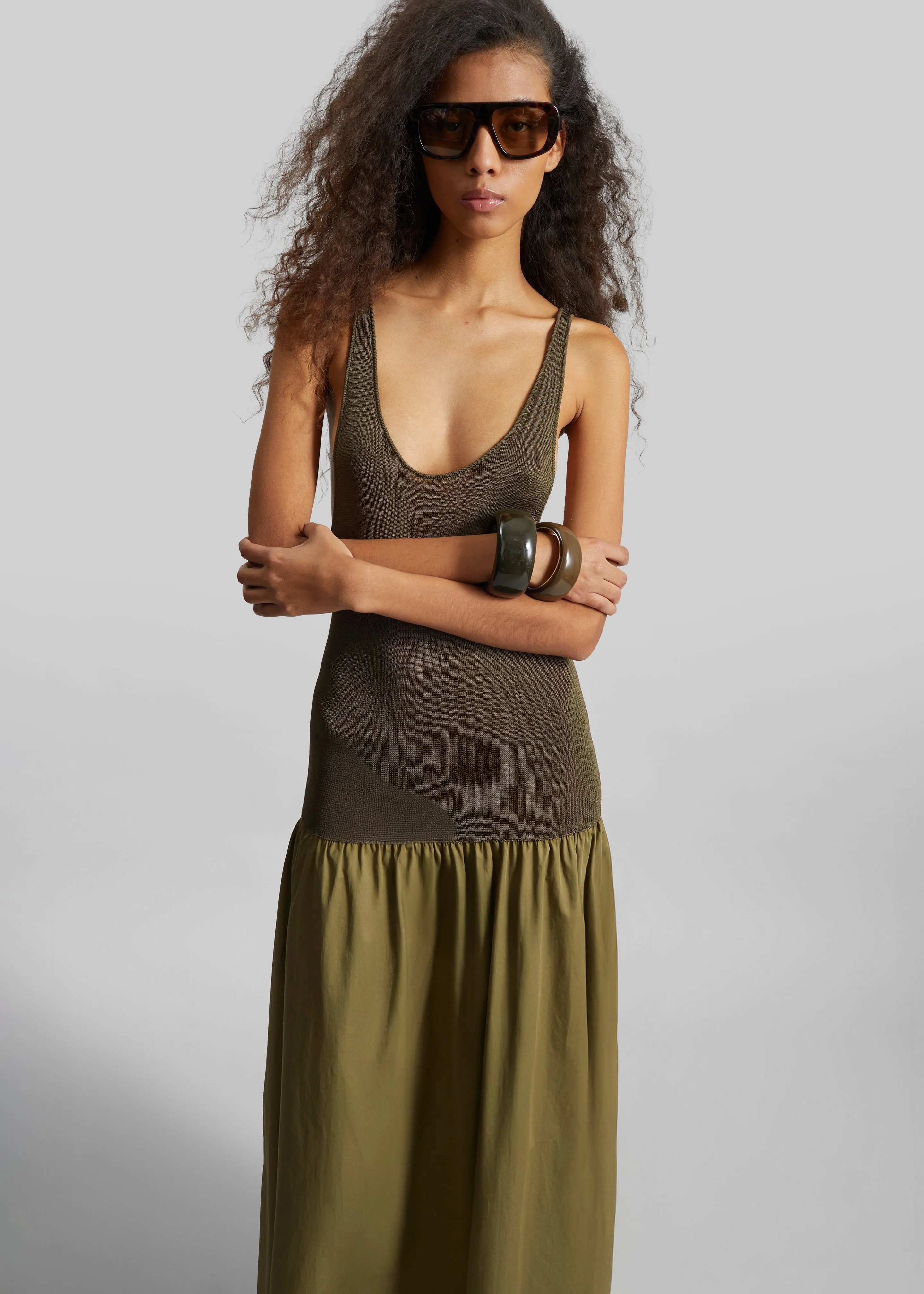 Iliya Drop Waist Maxi Dress - Olive sold by Frankie Shop product image thumbnail 2