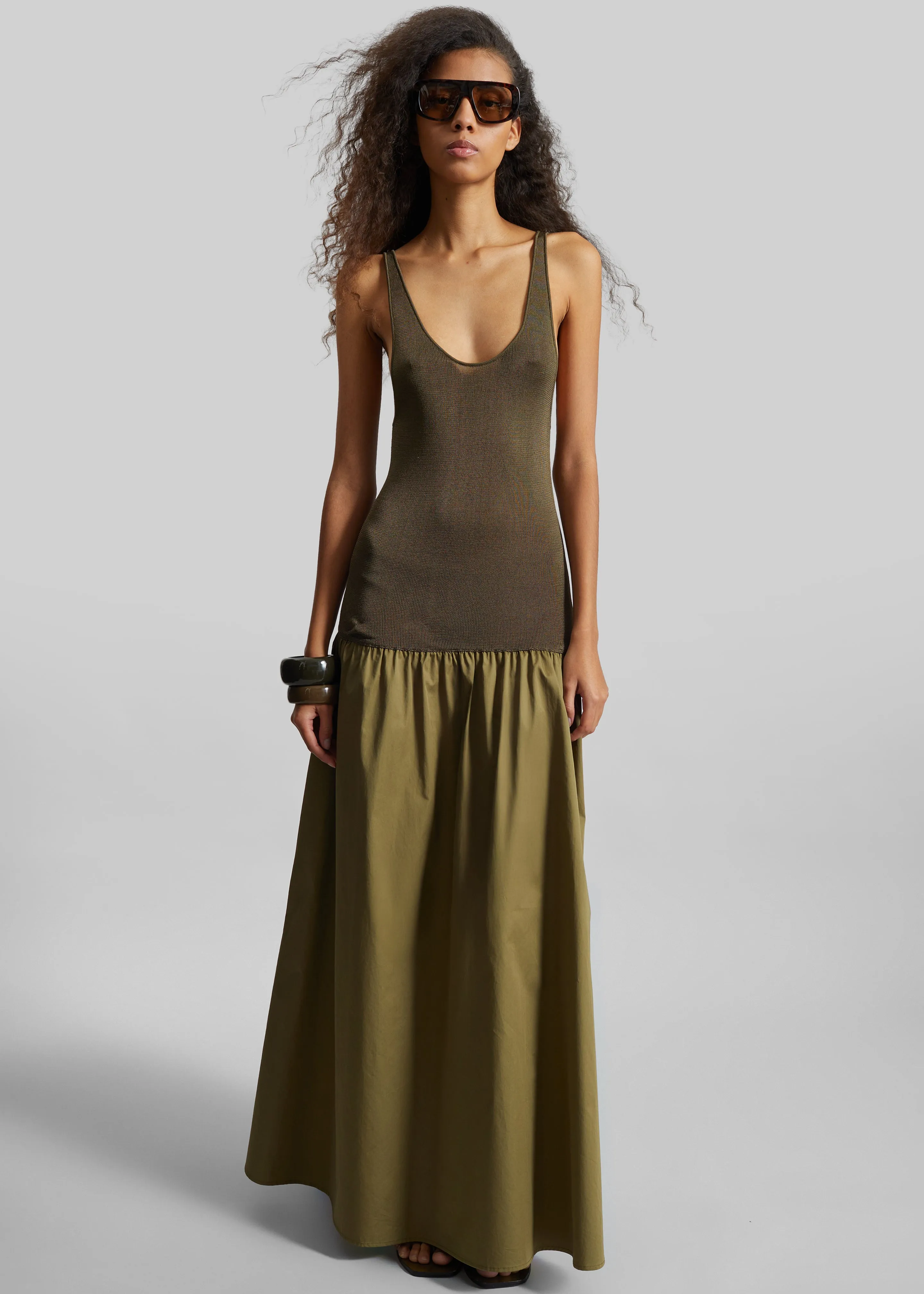 Iliya Drop Waist Maxi Dress - Olive sold by Frankie Shop
