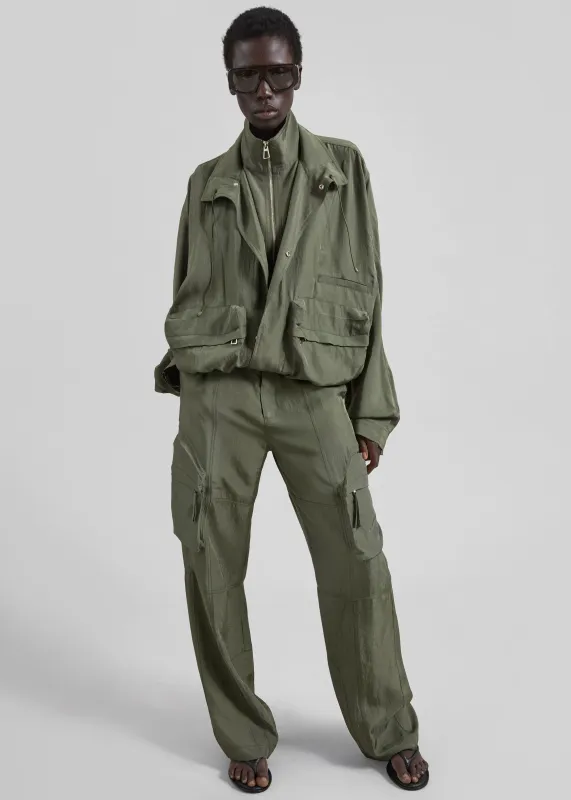Kelly Fluid Cargo Pants - Moss Green made by Frankie Shop