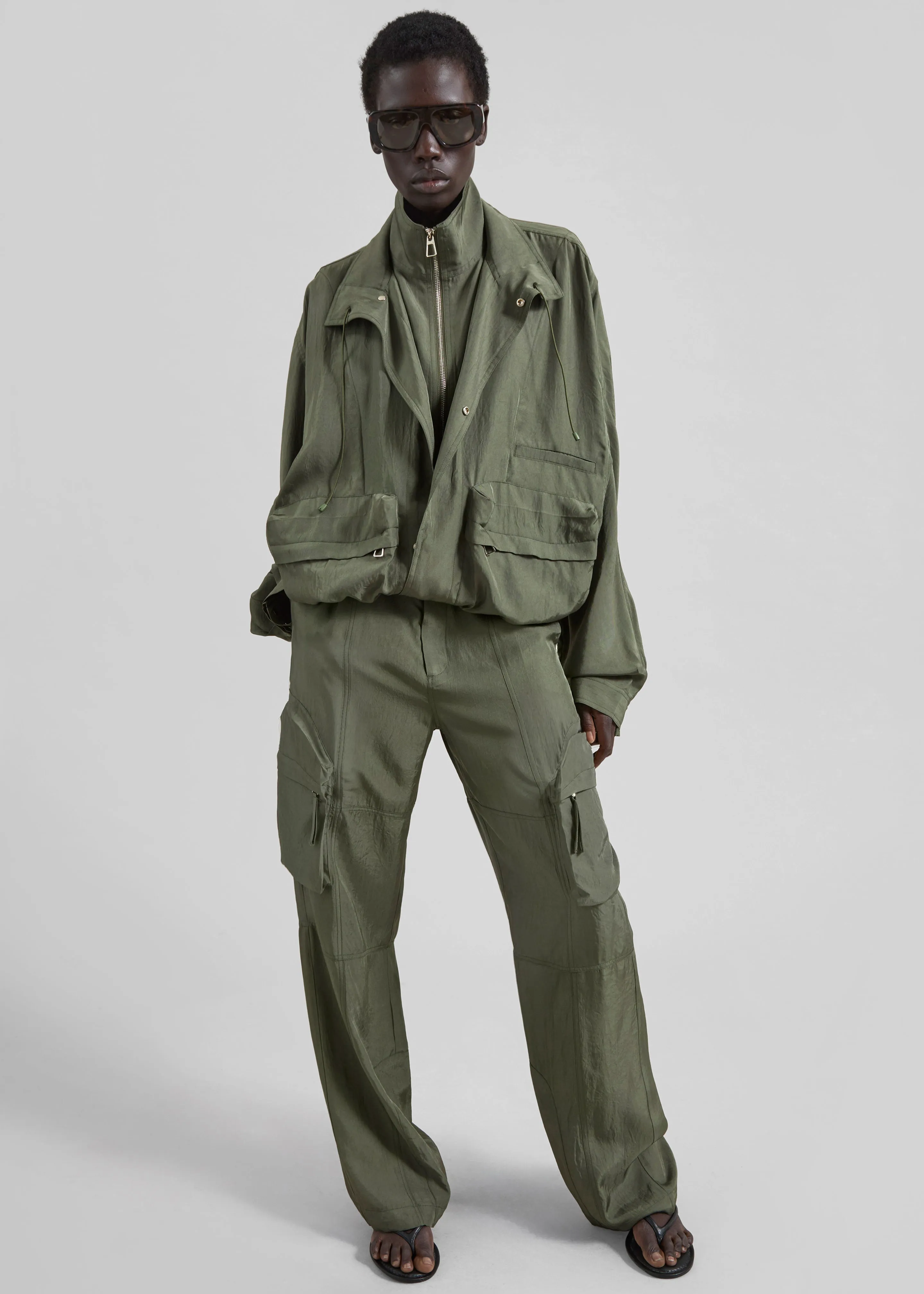 Kelly Fluid Cargo Pants - Moss Green sold by Frankie Shop