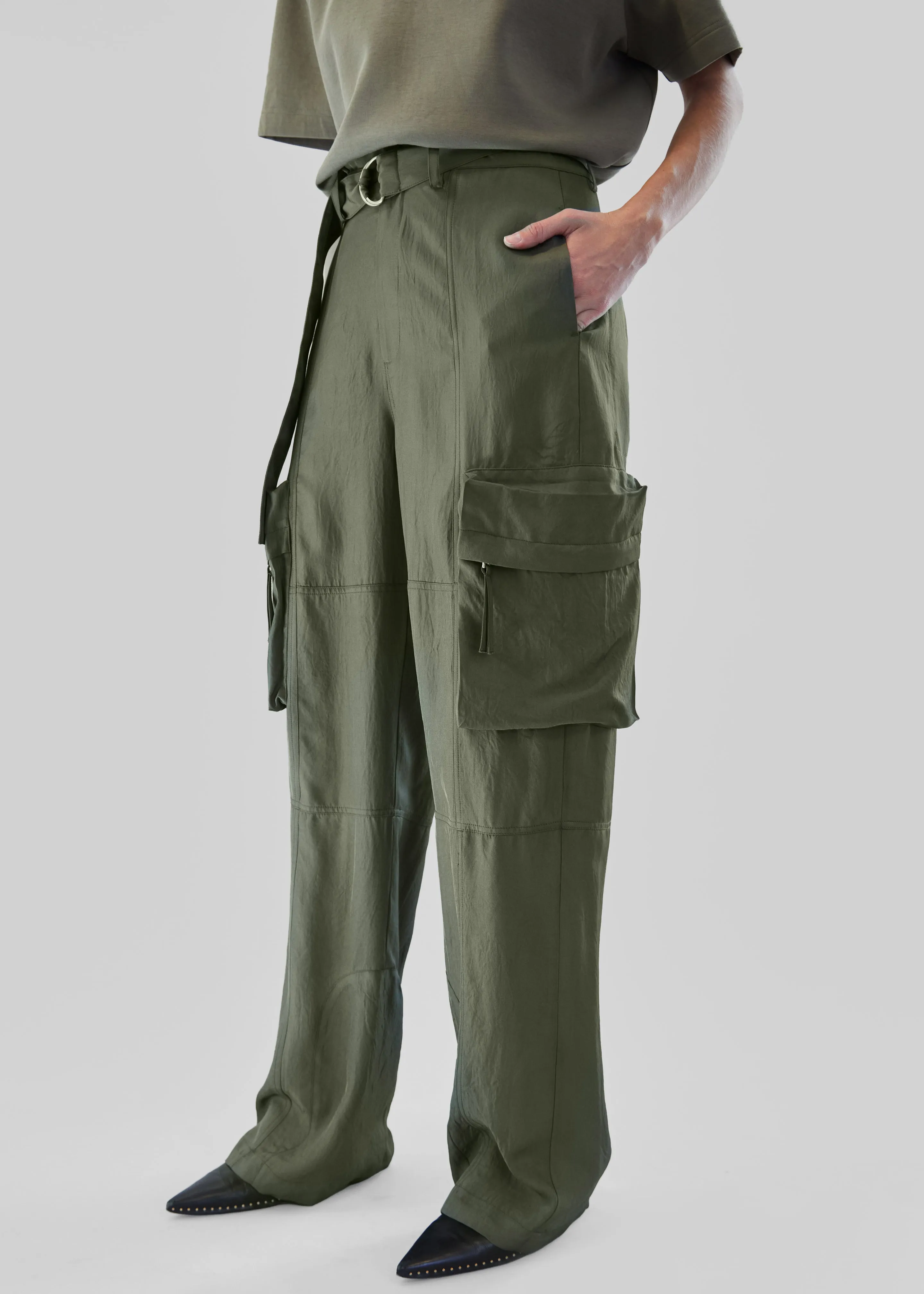 Kelly Fluid Cargo Pants - Moss Green sold by Frankie Shop product image thumbnail 4