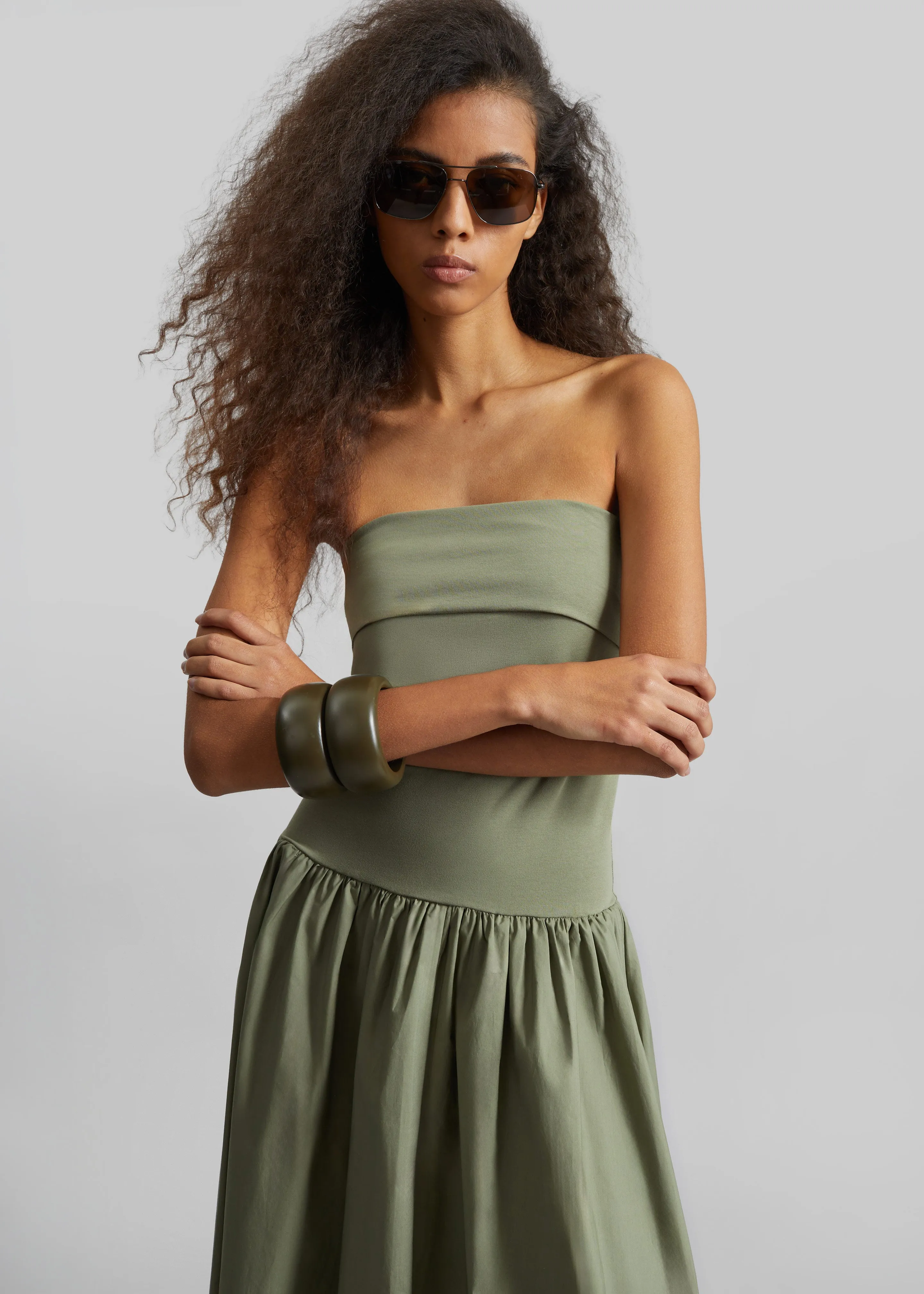 By Malene Birger Marc Cotton Maxi Dress - Deep Lichen Green sold by Frankie Shop product image thumbnail 2
