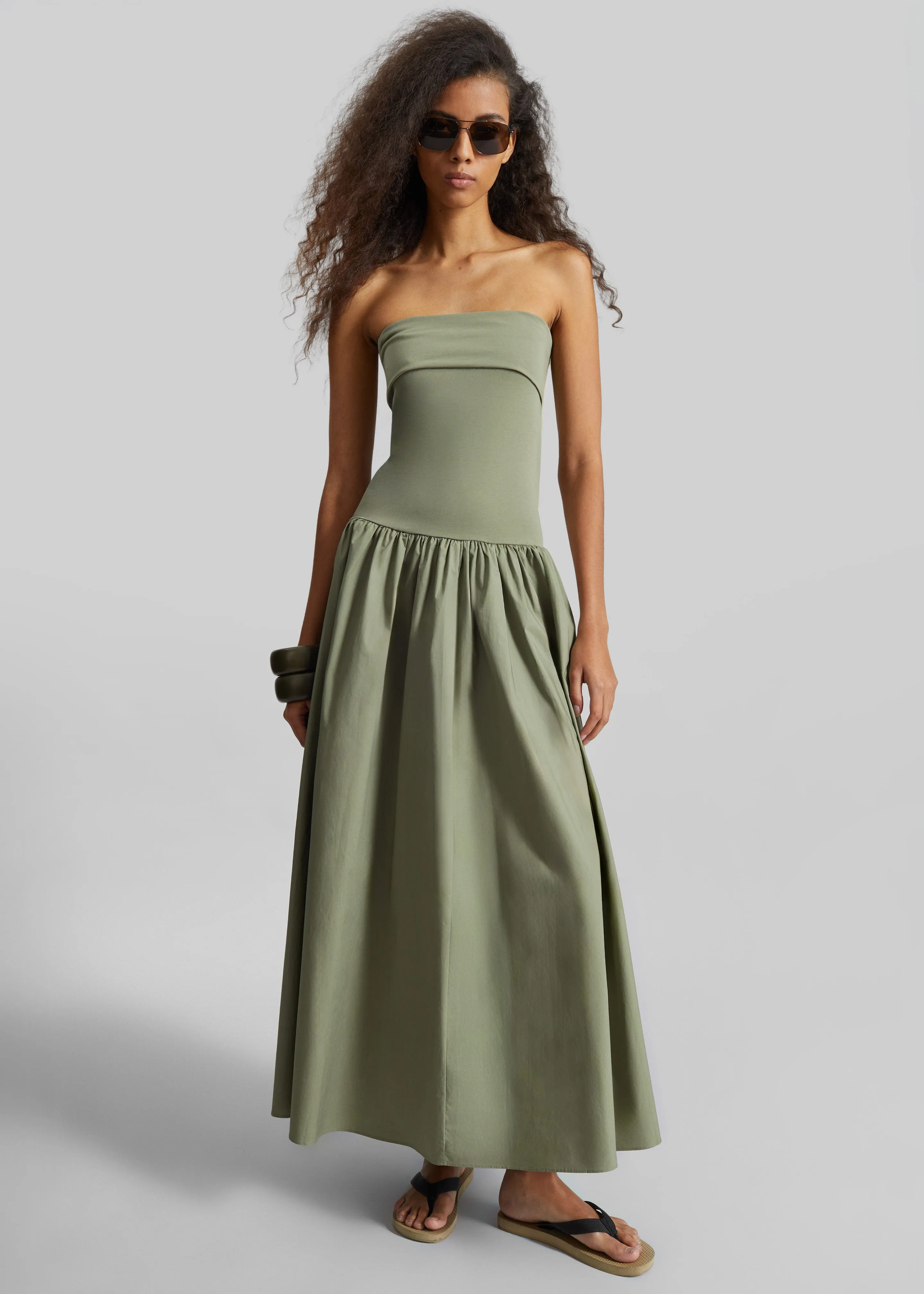 By Malene Birger Marc Cotton Maxi Dress - Deep Lichen Green sold by Frankie Shop product image thumbnail 3