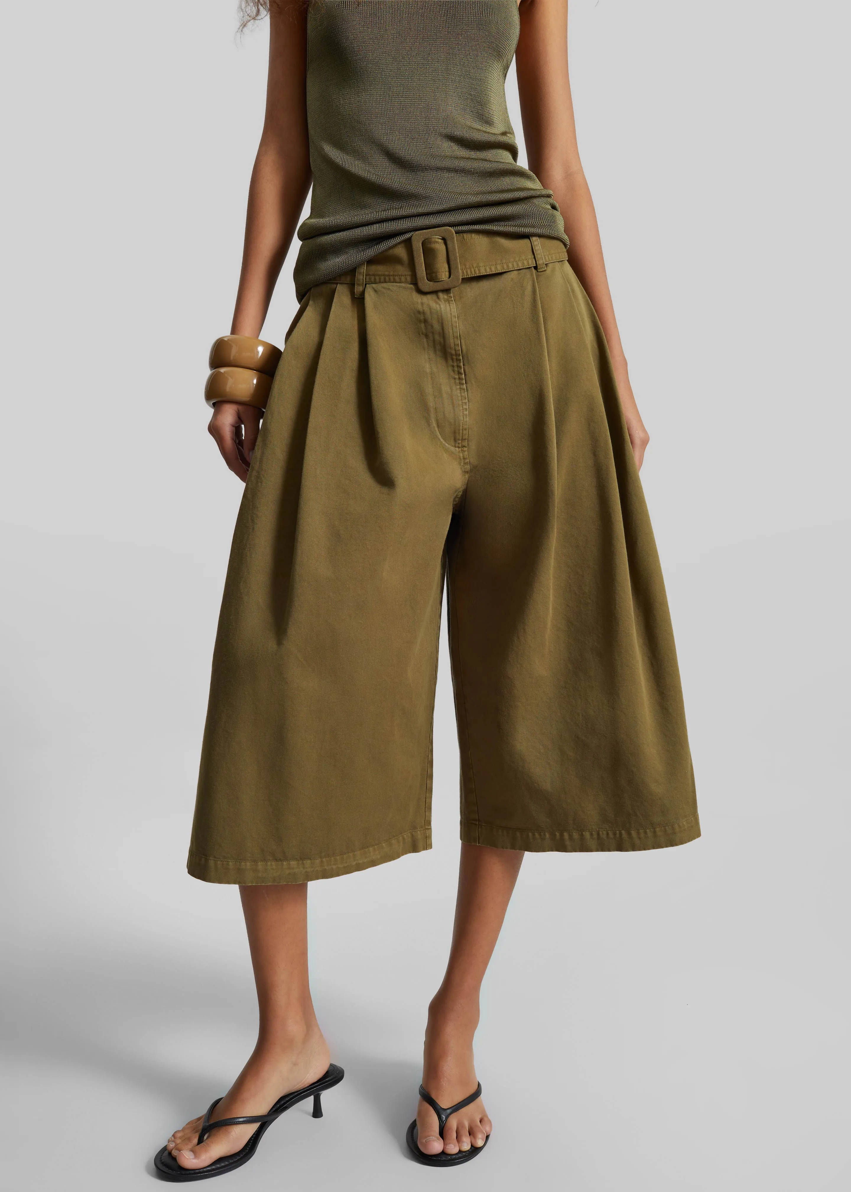 CO Garment Dye Pleated Culotte - Avocado sold by Frankie Shop product image thumbnail 3
