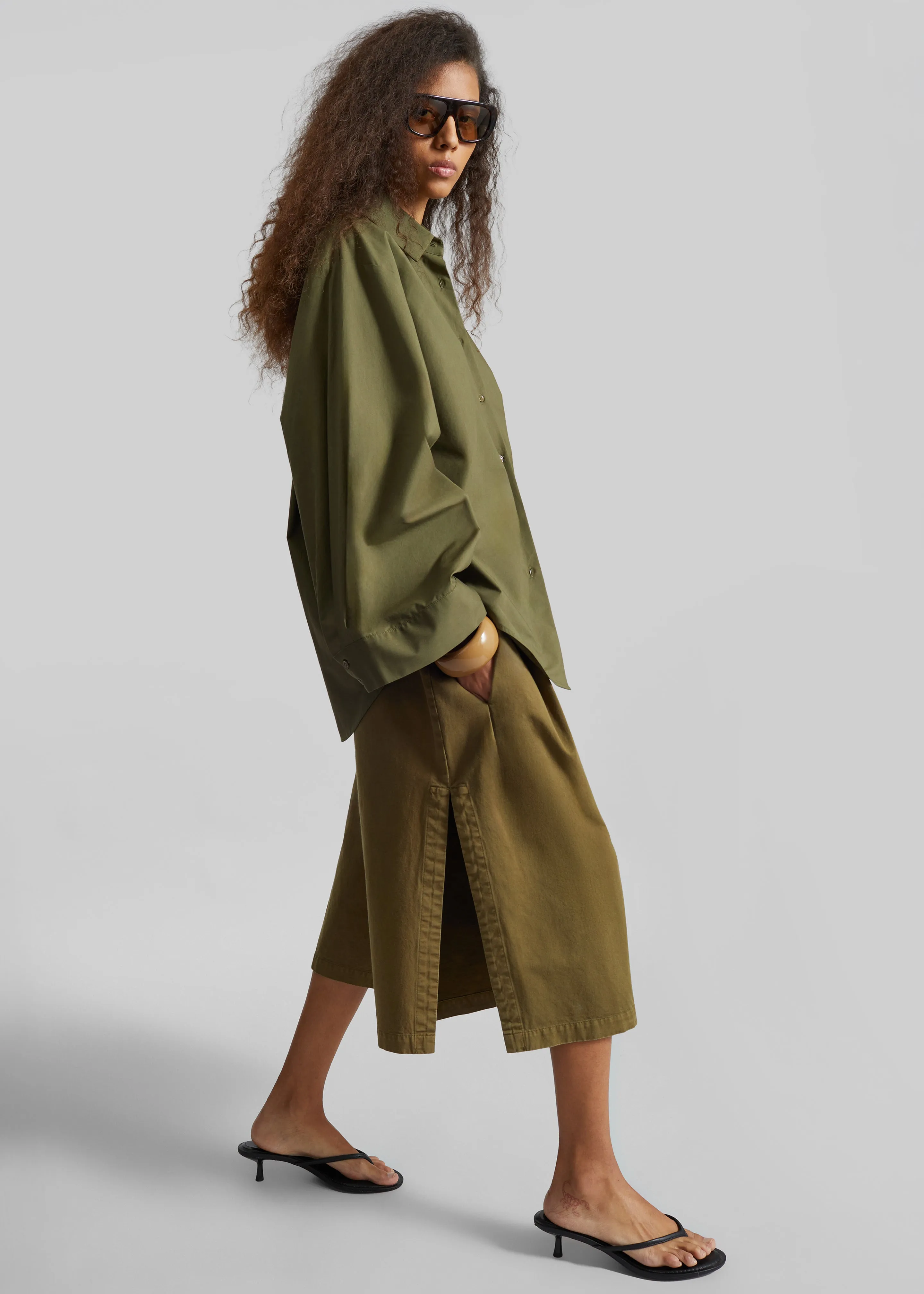 CO Garment Dye Pleated Culotte - Avocado sold by Frankie Shop product image thumbnail 4