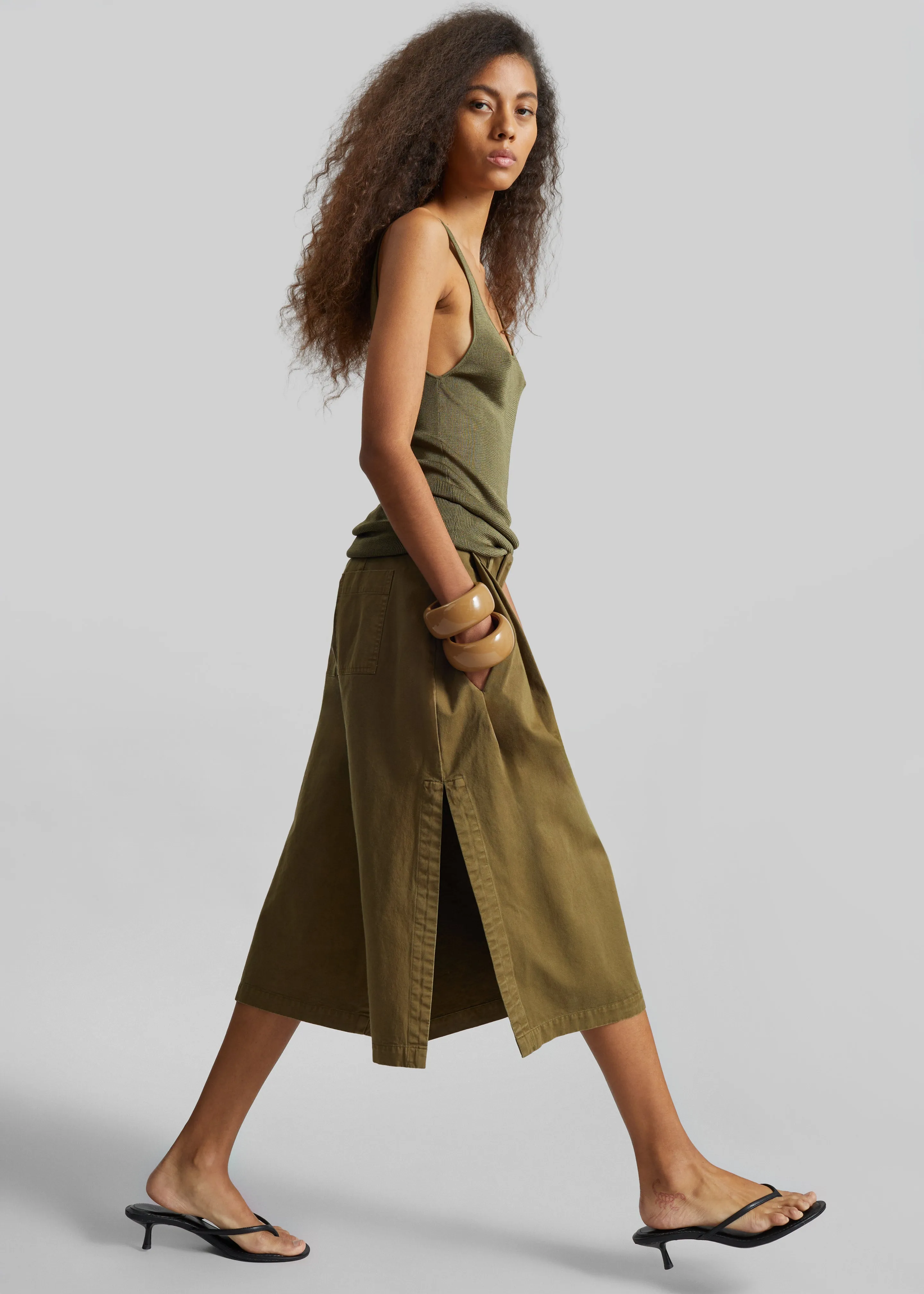 CO Garment Dye Pleated Culotte - Avocado sold by Frankie Shop product image thumbnail 2