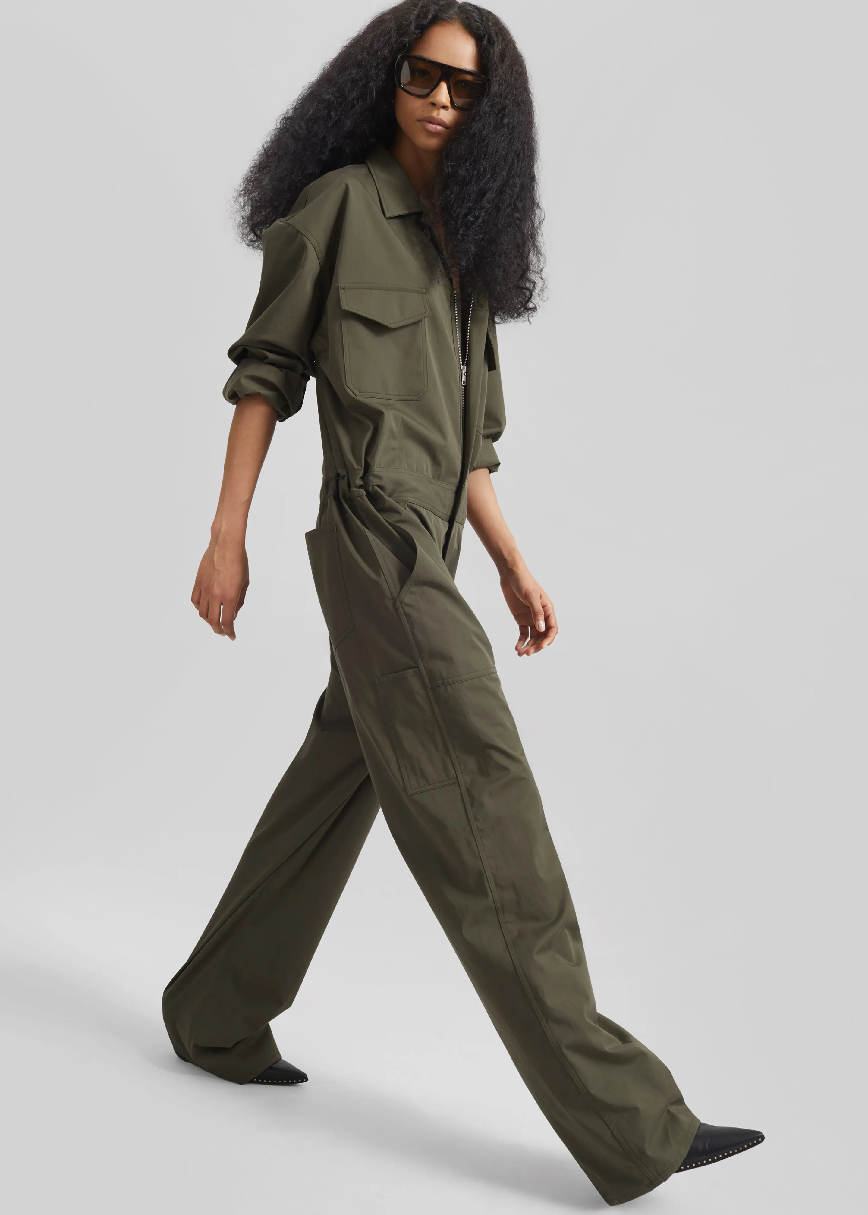 Ardea Cotton Utility Jumpsuit - Dark Olive sold by Frankie Shop