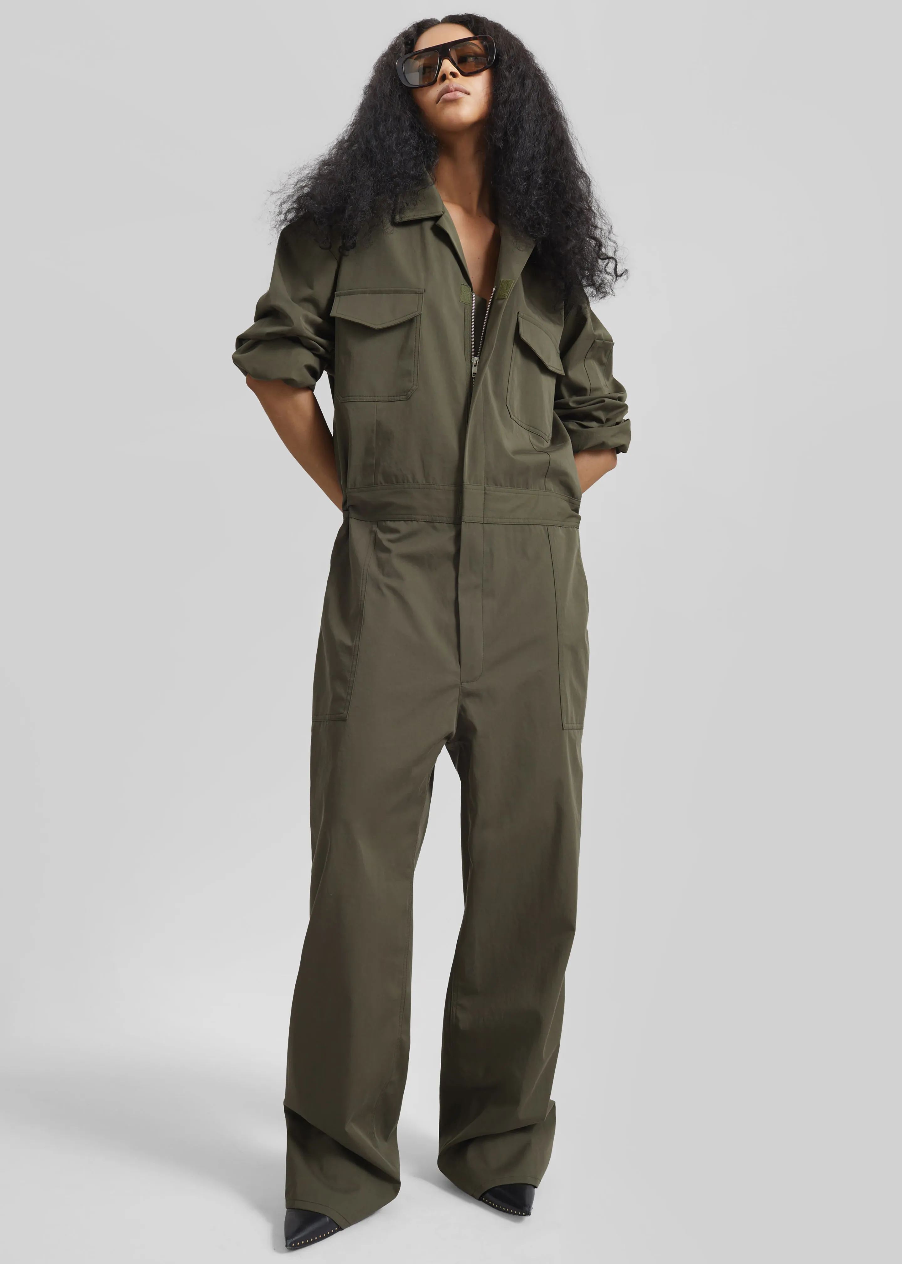 Ardea Cotton Utility Jumpsuit - Dark Olive sold by Frankie Shop product image thumbnail 3