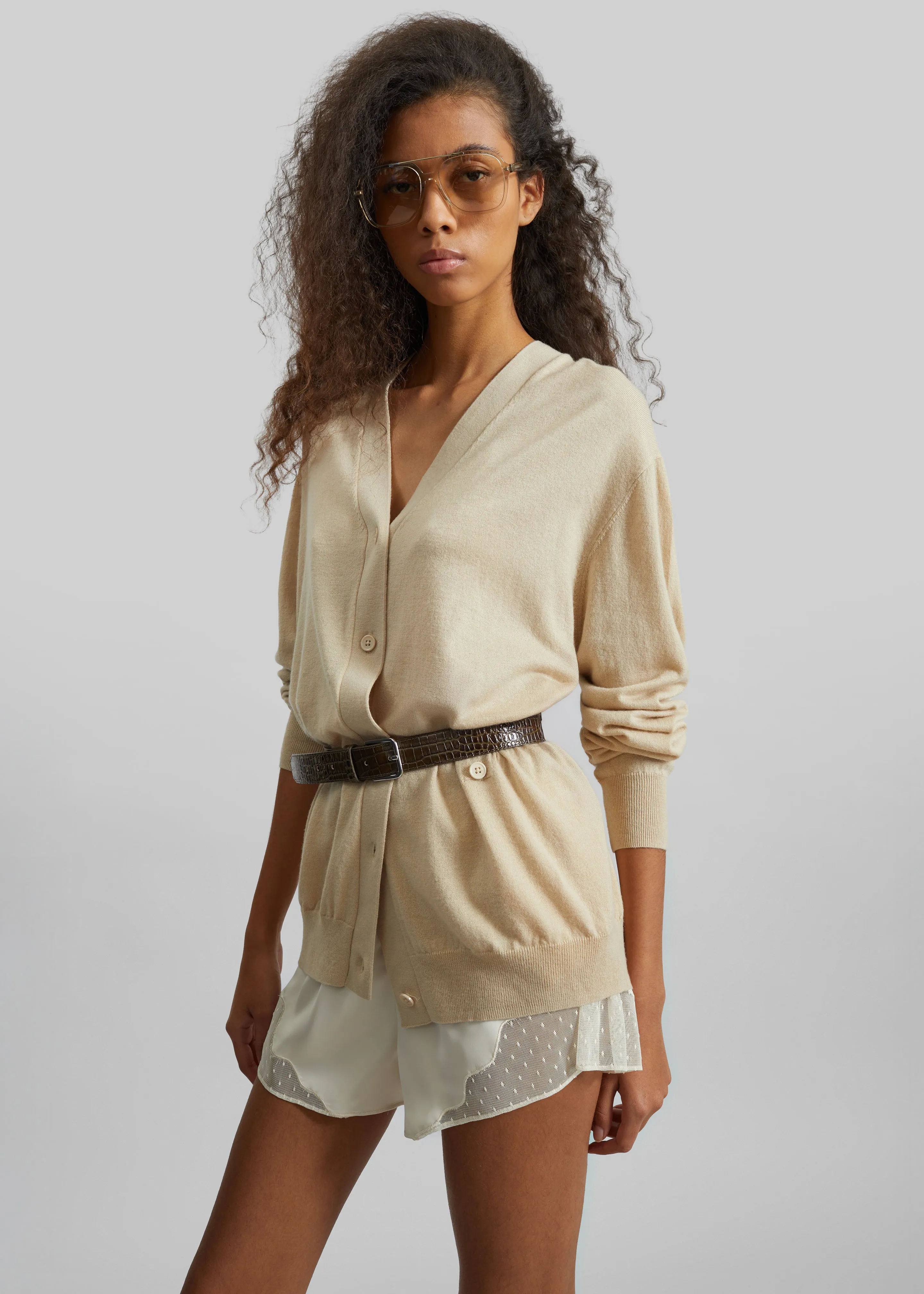 Malmo Satin Mini Shorts - Light Beige sold by Frankie Shop product image thumbnail 4