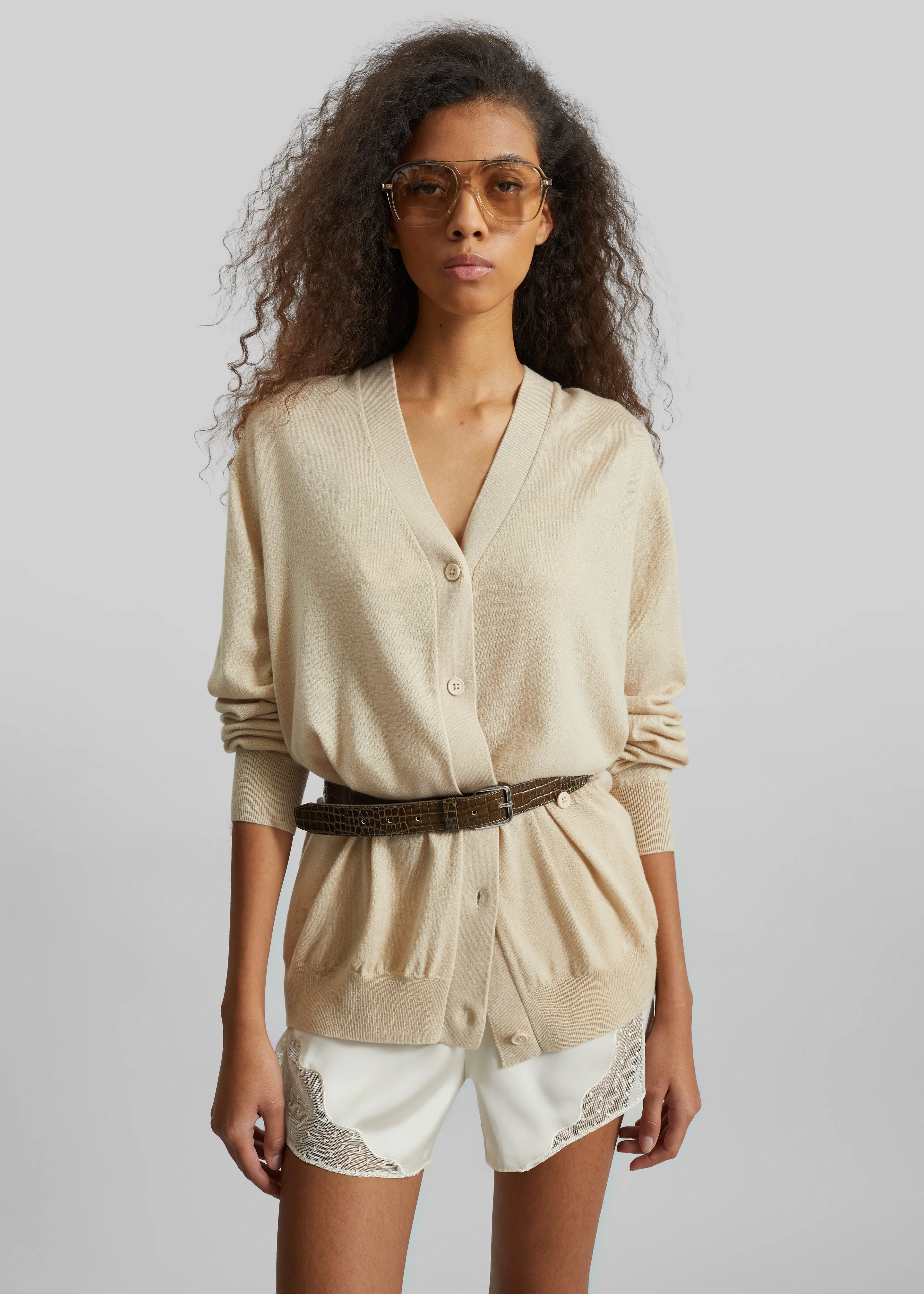 Malmo Satin Mini Shorts - Light Beige sold by Frankie Shop product image thumbnail 5