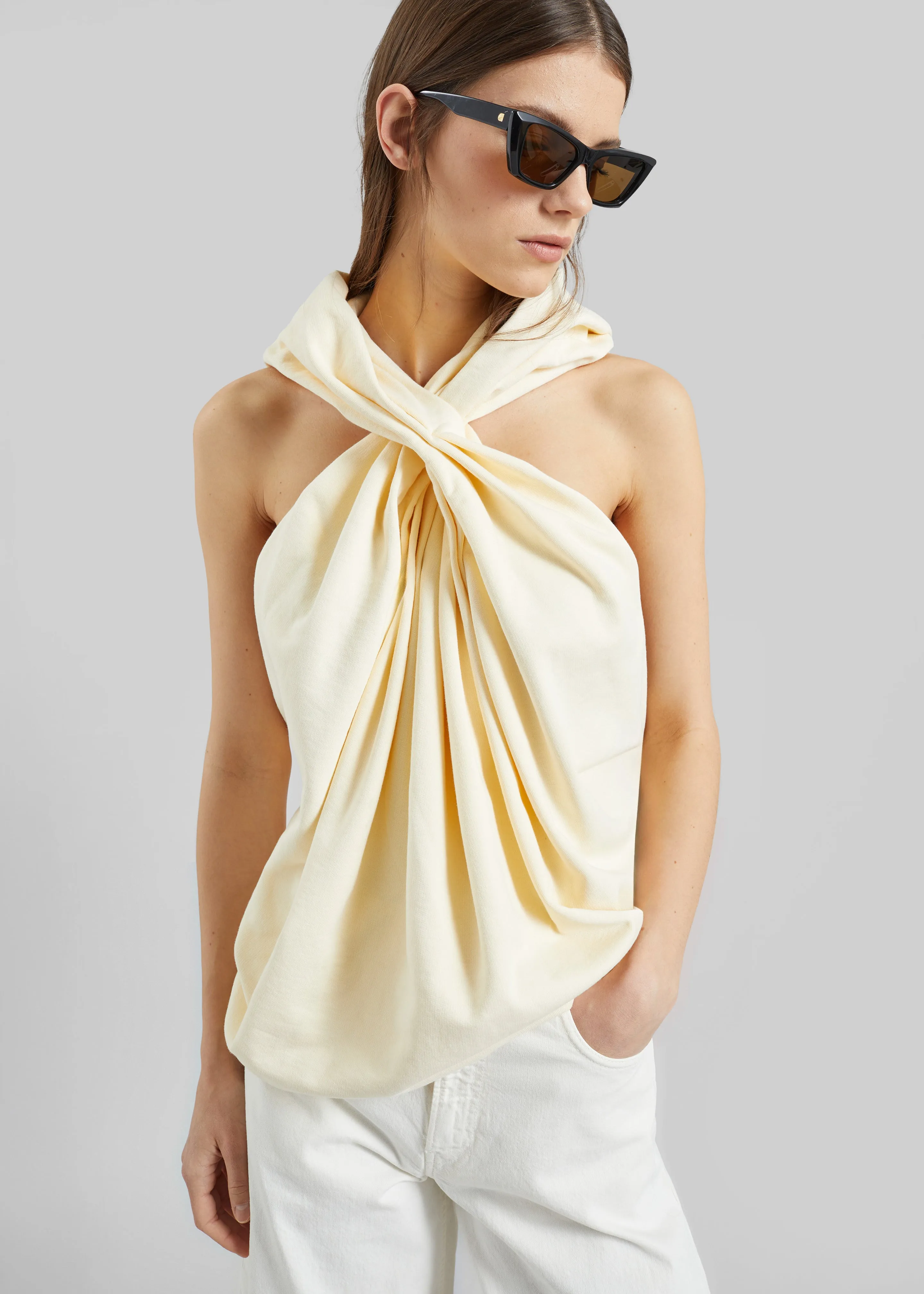 Christopher Esber Archie Hooded Top - Butter sold by Frankie Shop