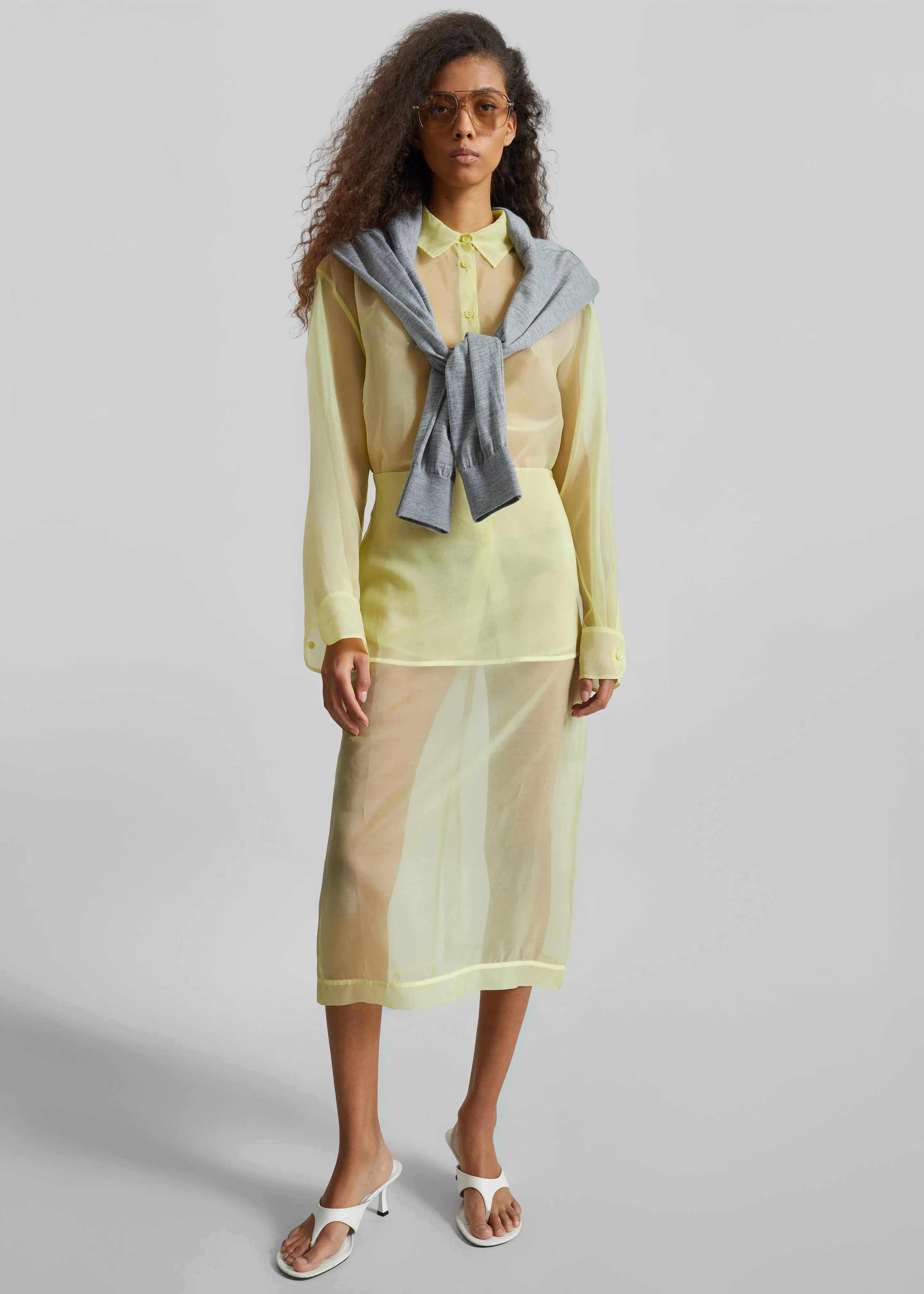 Peri Sheer Midi Skirt - Pale Yellow sold by Frankie Shop product image thumbnail 3