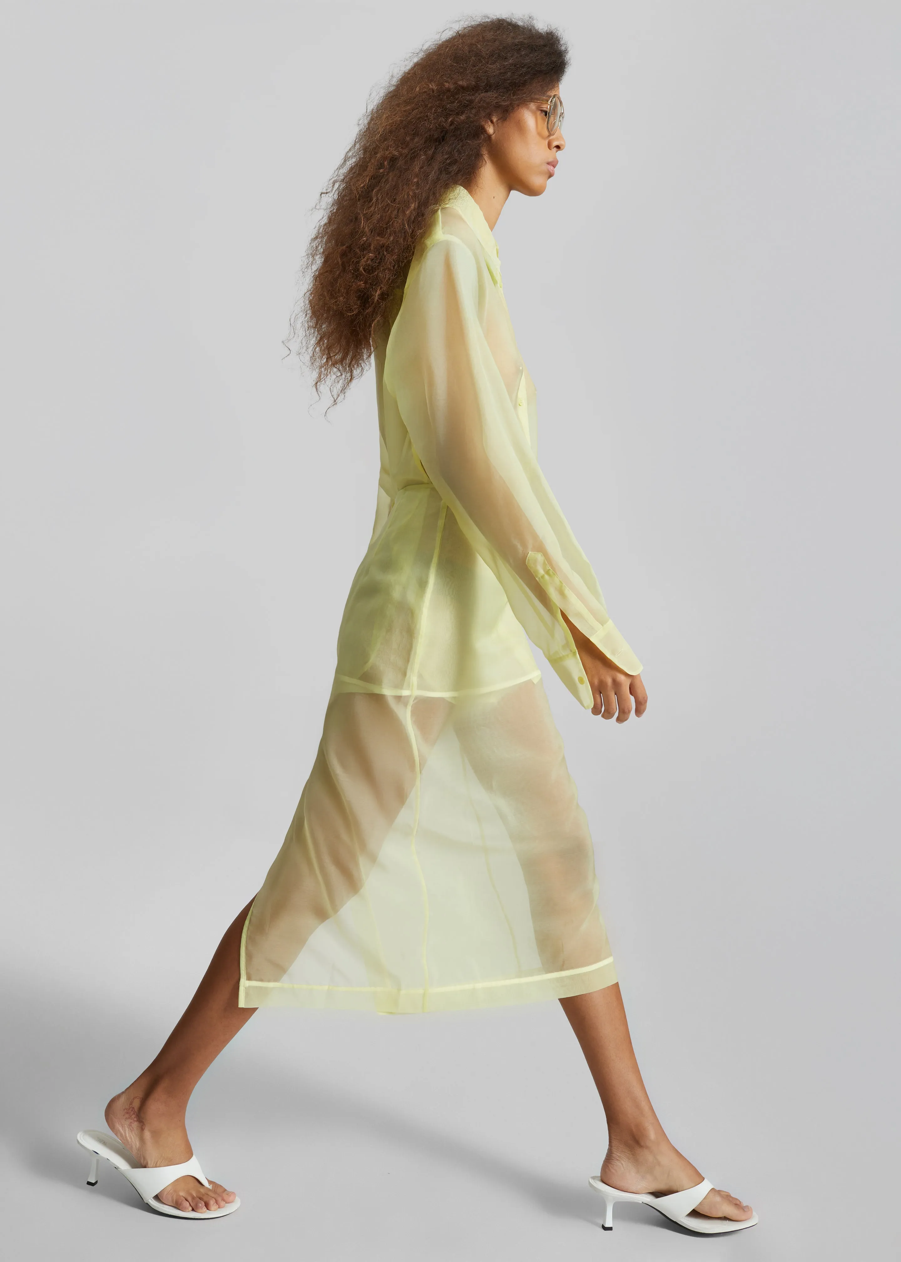 Peri Sheer Midi Skirt - Pale Yellow sold by Frankie Shop