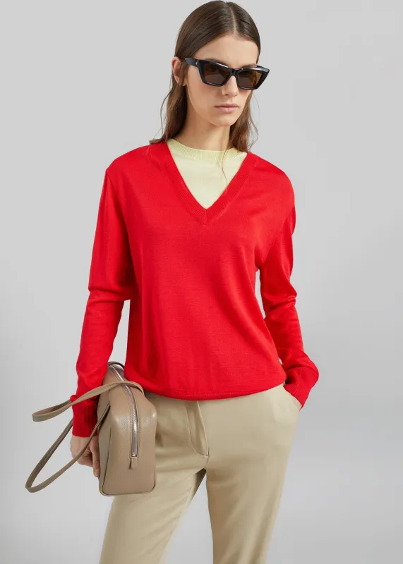 Vernon Layered Knit Pullover - Red made by Frankie Shop