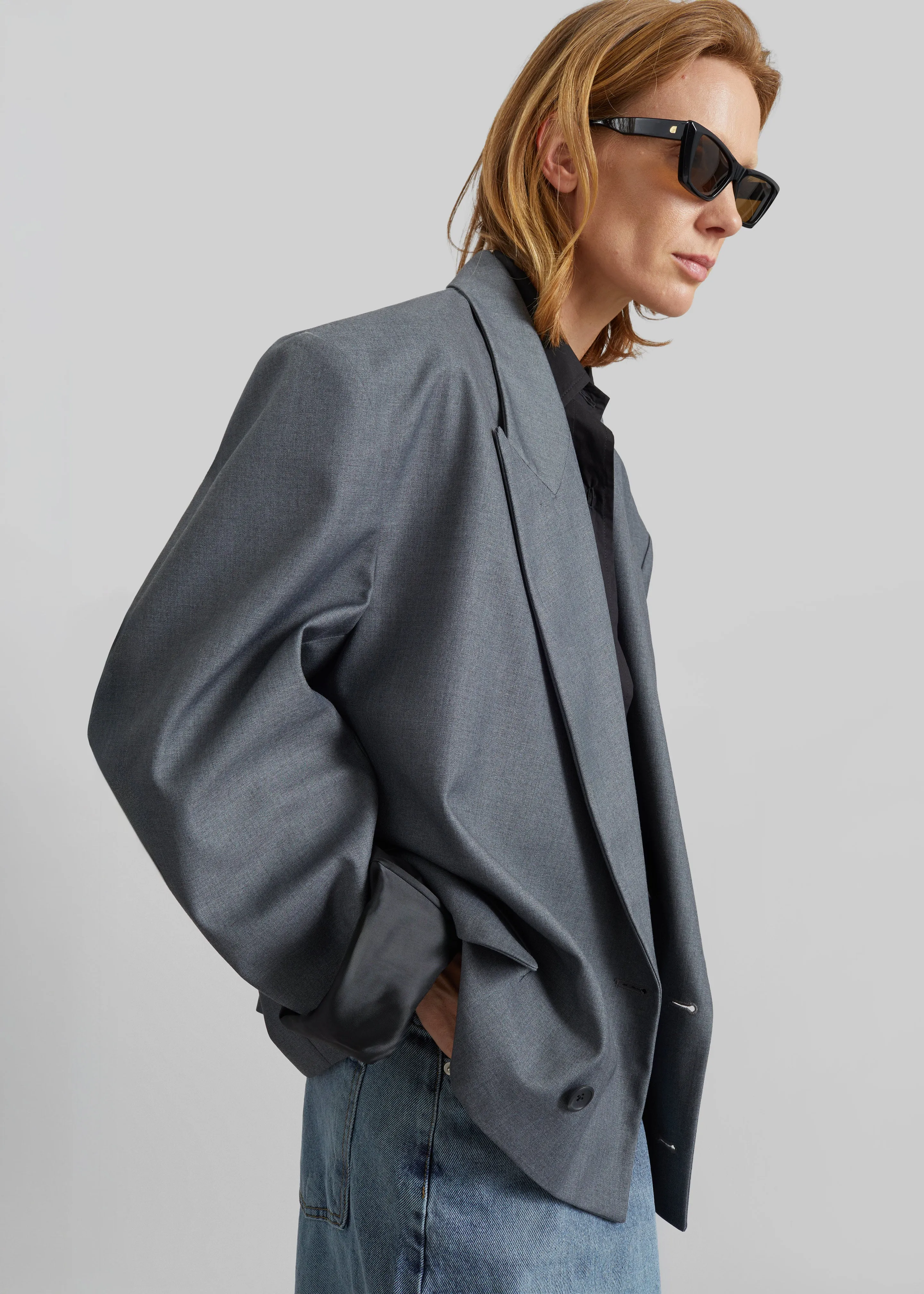 Helna Boxy Cropped Blazer - Grey sold by Frankie Shop product image thumbnail 3