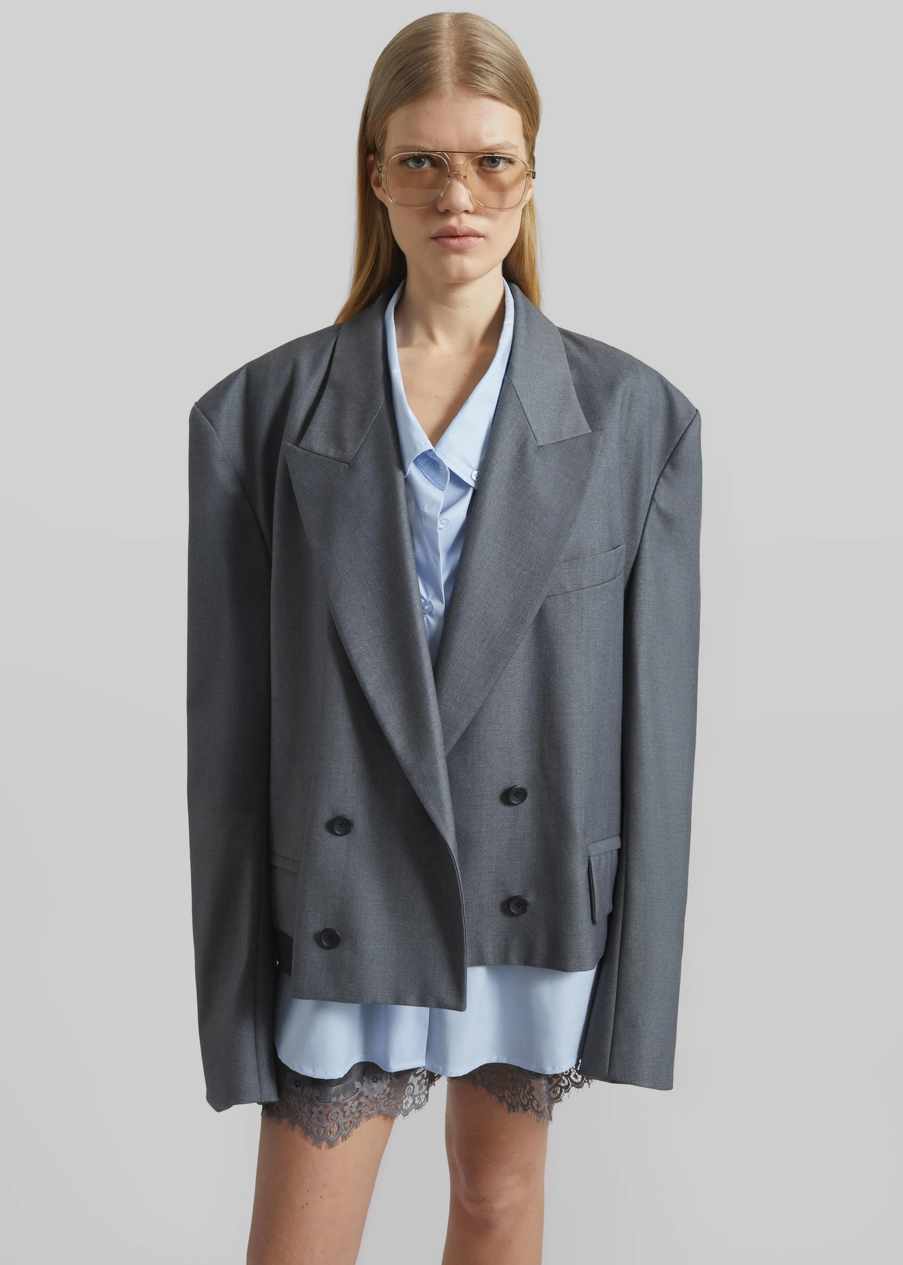 Helna Boxy Cropped Blazer - Grey sold by Frankie Shop product image thumbnail 5