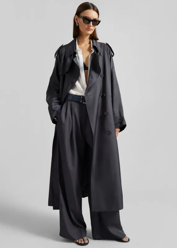 Veyron Silk Trench - Storm Grey made by Frankie Shop