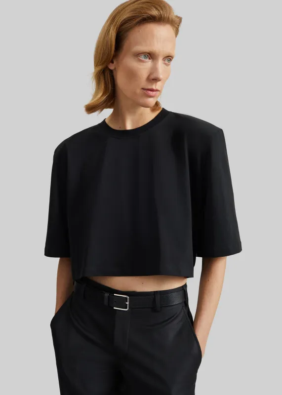 Kelan Padded Cropped Tee - Black made by Frankie Shop