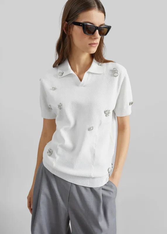 Pieces Uniques Polo Shirt - White Wash made by Frankie Shop