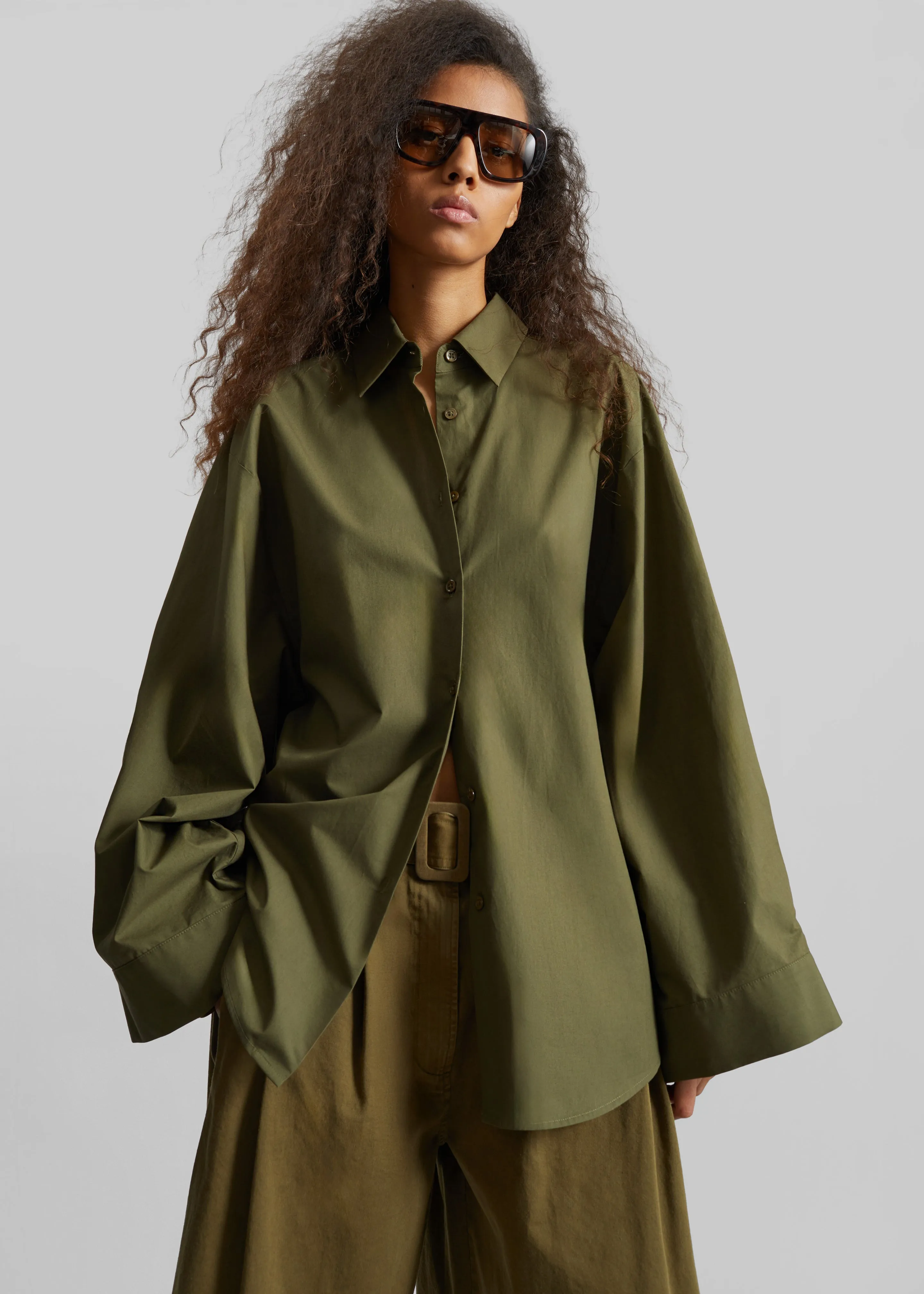 Tila Wide Sleeve Shirt - Olive sold by Frankie Shop