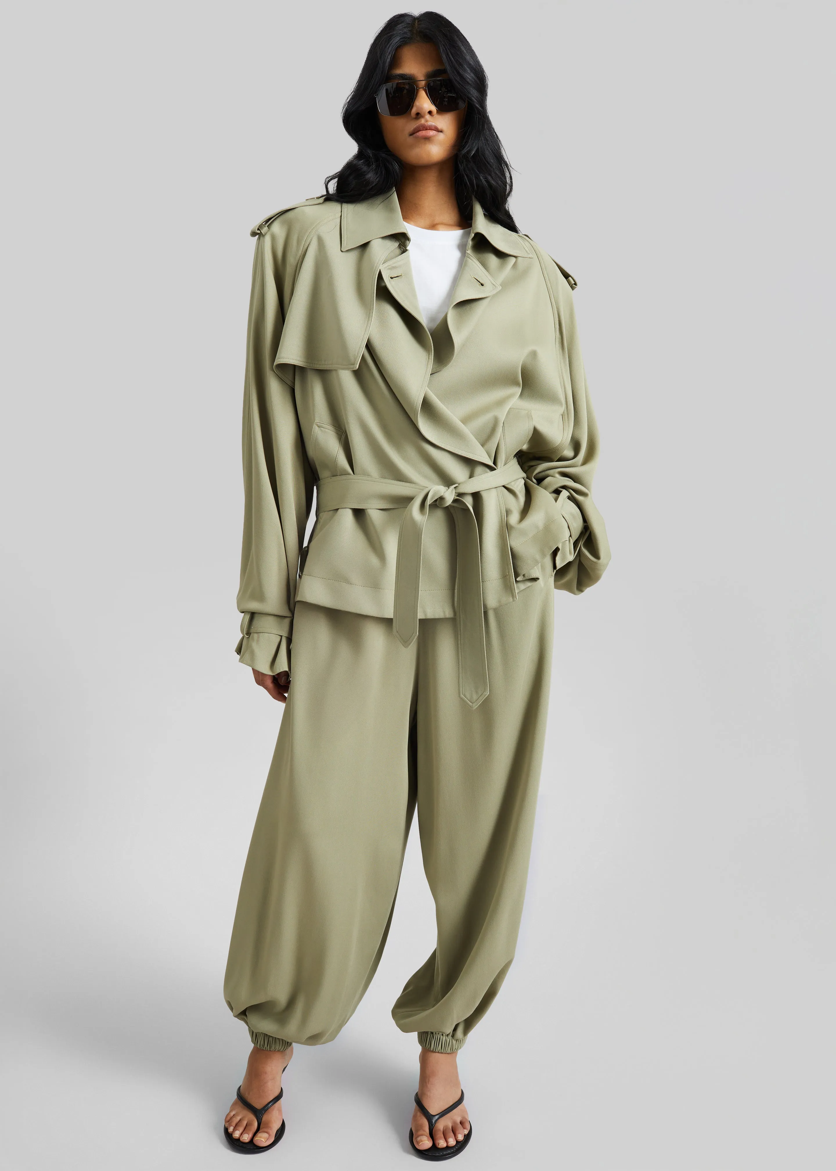 Elva Fluid Short Trench - Sage sold by Frankie Shop product image thumbnail 4