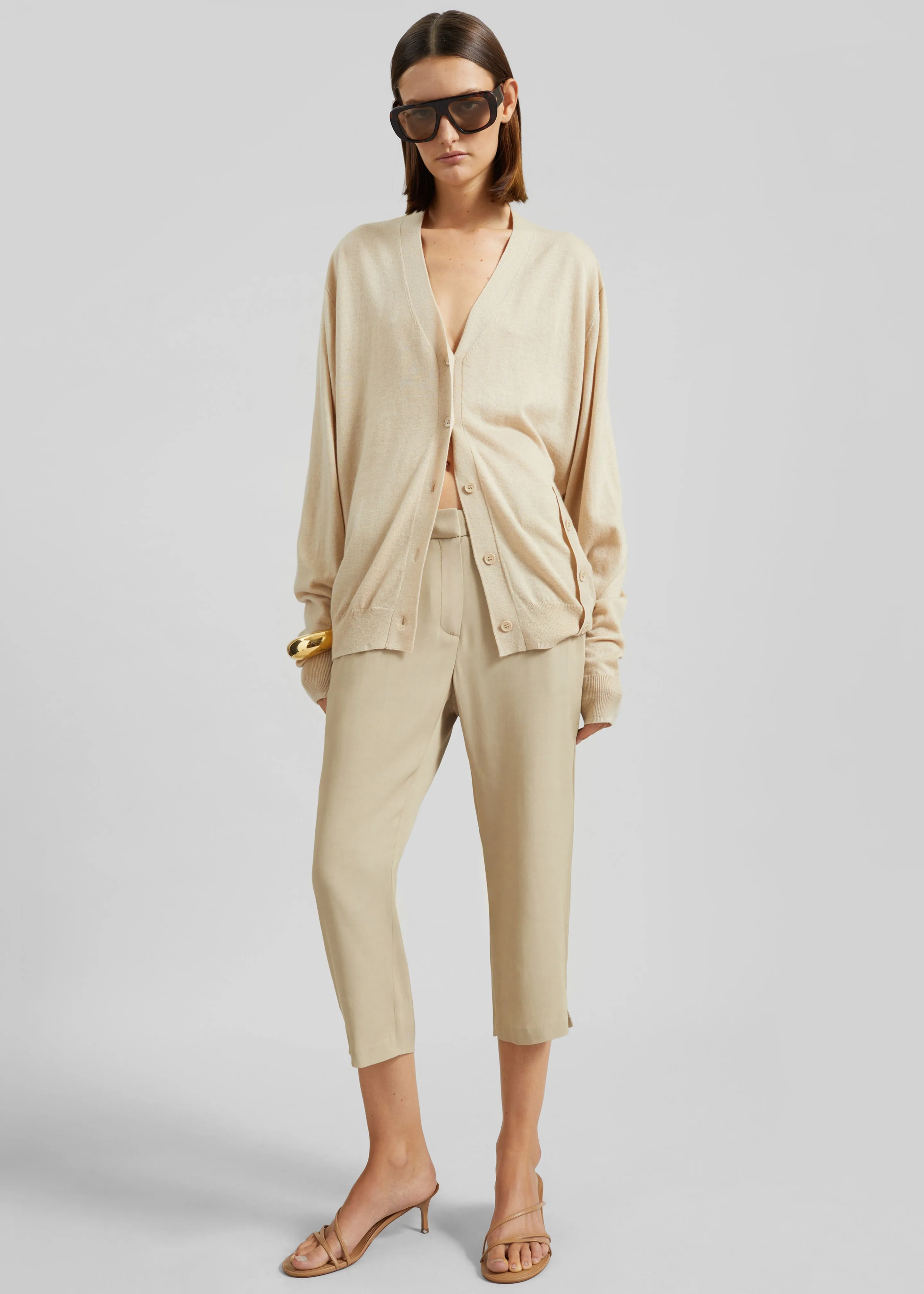 Lior Fluid Capri Pants - Beige sold by Frankie Shop