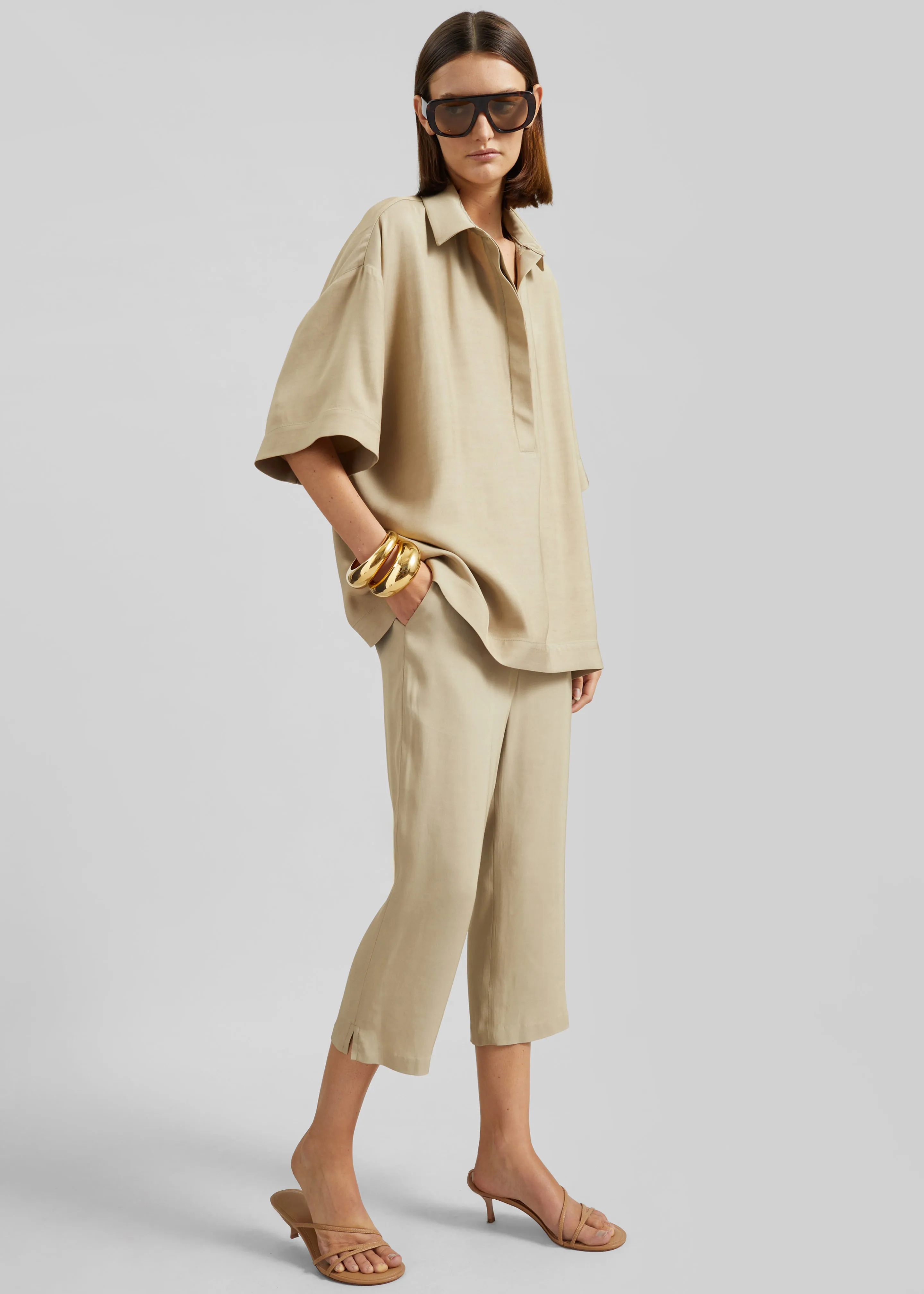 Lior Fluid Capri Pants - Beige sold by Frankie Shop product image thumbnail 3