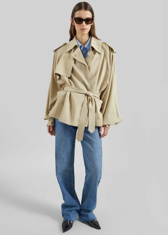 Elva Fluid Short Trench - Beige made by Frankie Shop