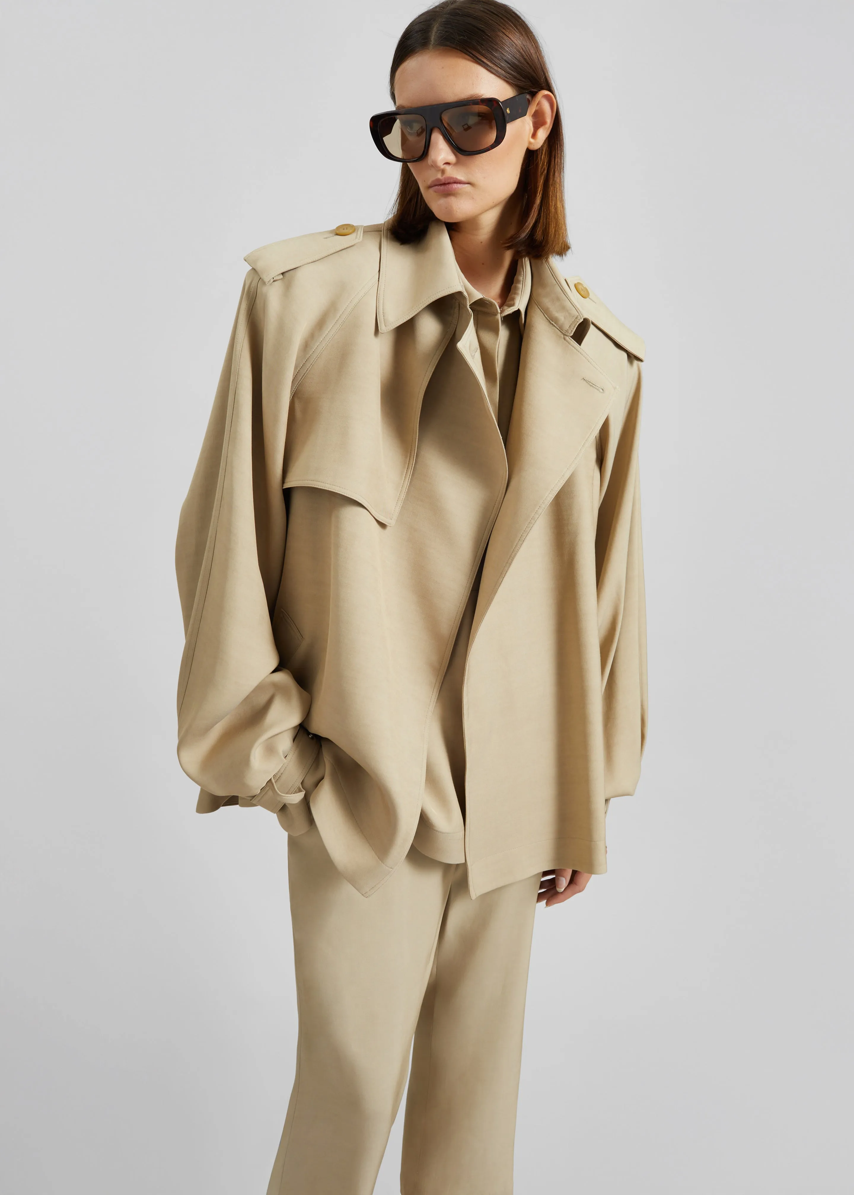 Elva Fluid Short Trench - Beige sold by Frankie Shop product image thumbnail 2