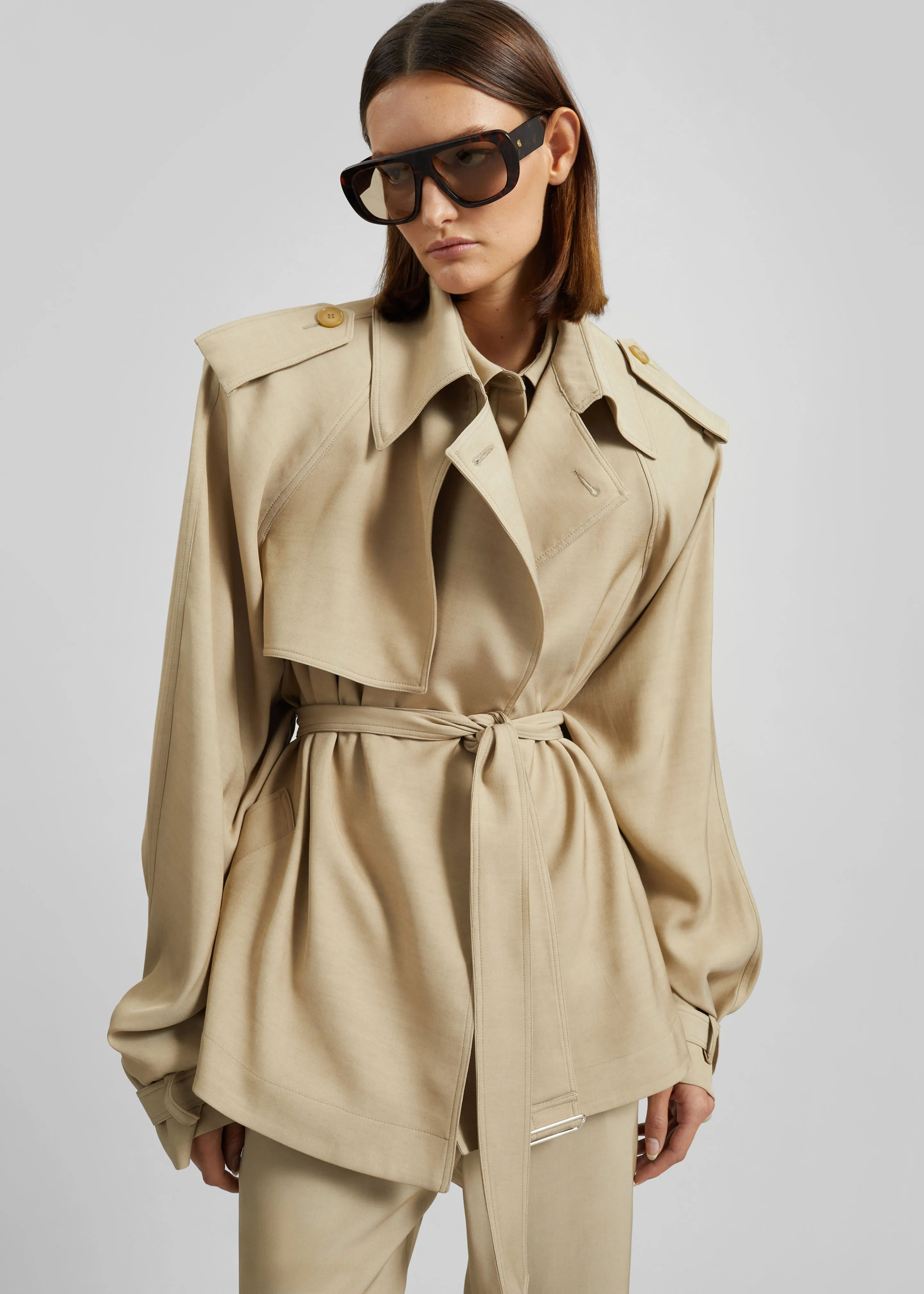 Elva Fluid Short Trench - Beige sold by Frankie Shop product image thumbnail 4
