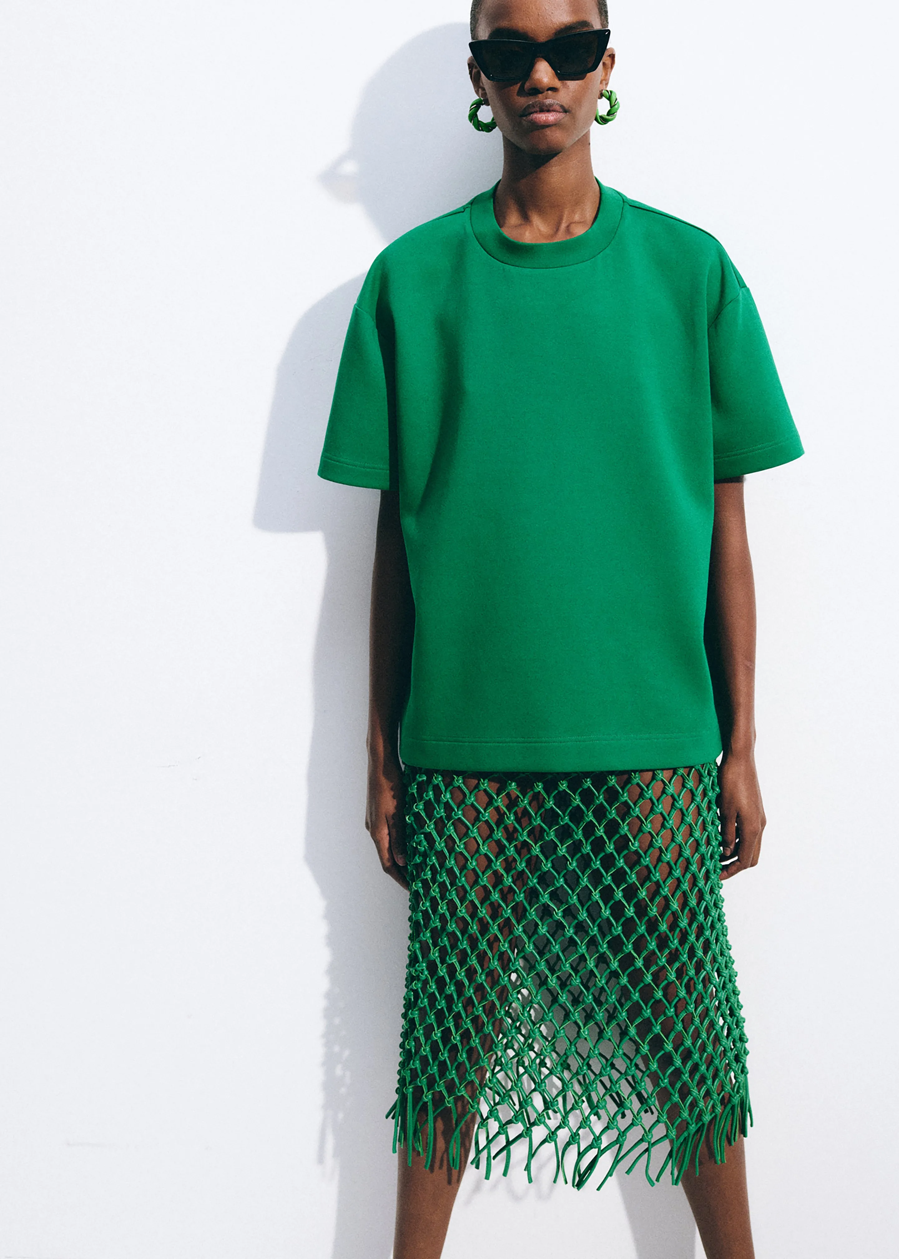 Nelaya Leather Macrame Skirt - Emerald sold by Frankie Shop product image thumbnail 4