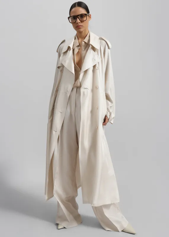 Veyron Silk Trench - Light Beige made by Frankie Shop