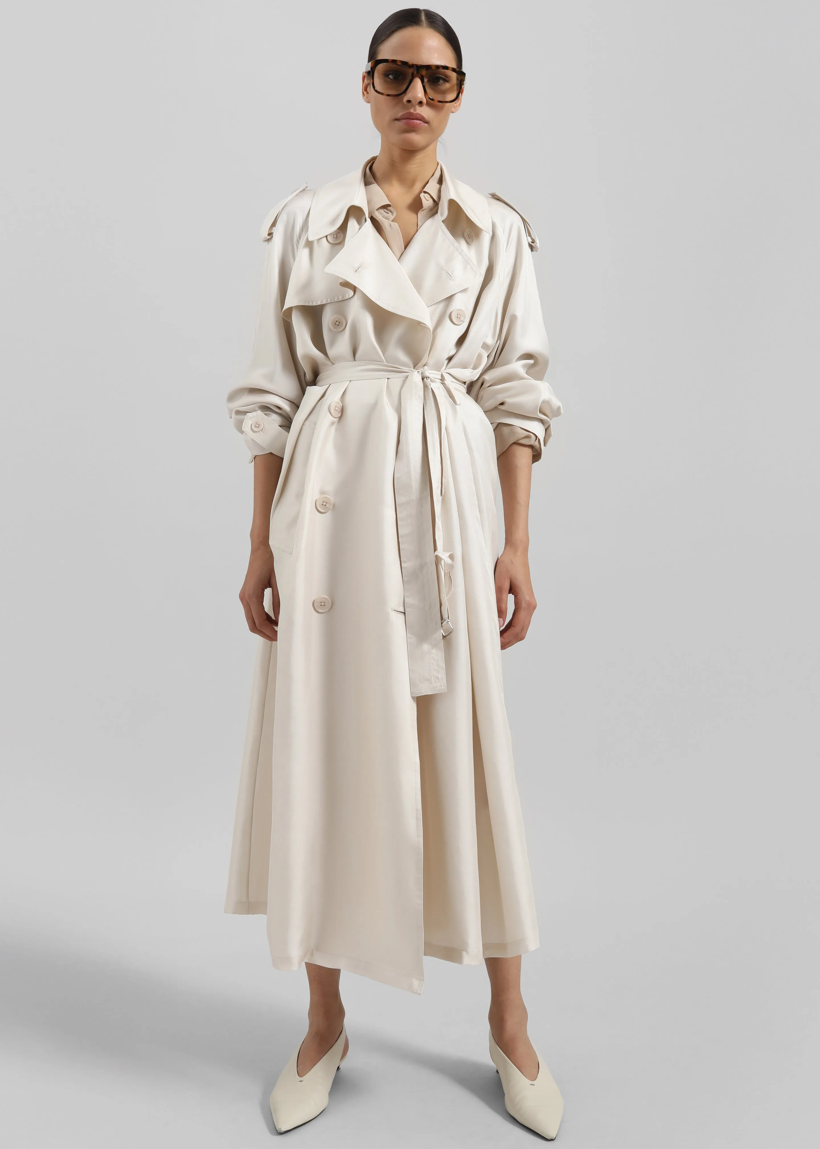 Veyron Silk Trench - Light Beige sold by Frankie Shop product image thumbnail 3