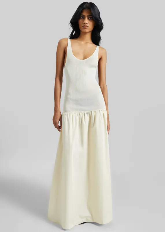 Iliya Drop Waist Maxi Dress - Cream made by Frankie Shop