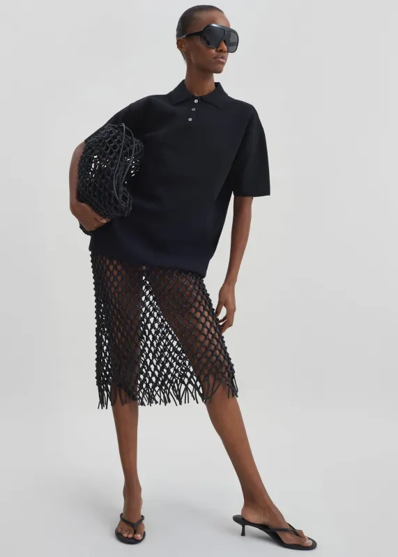 Nelaya Leather Macrame Skirt - Black made by Frankie Shop