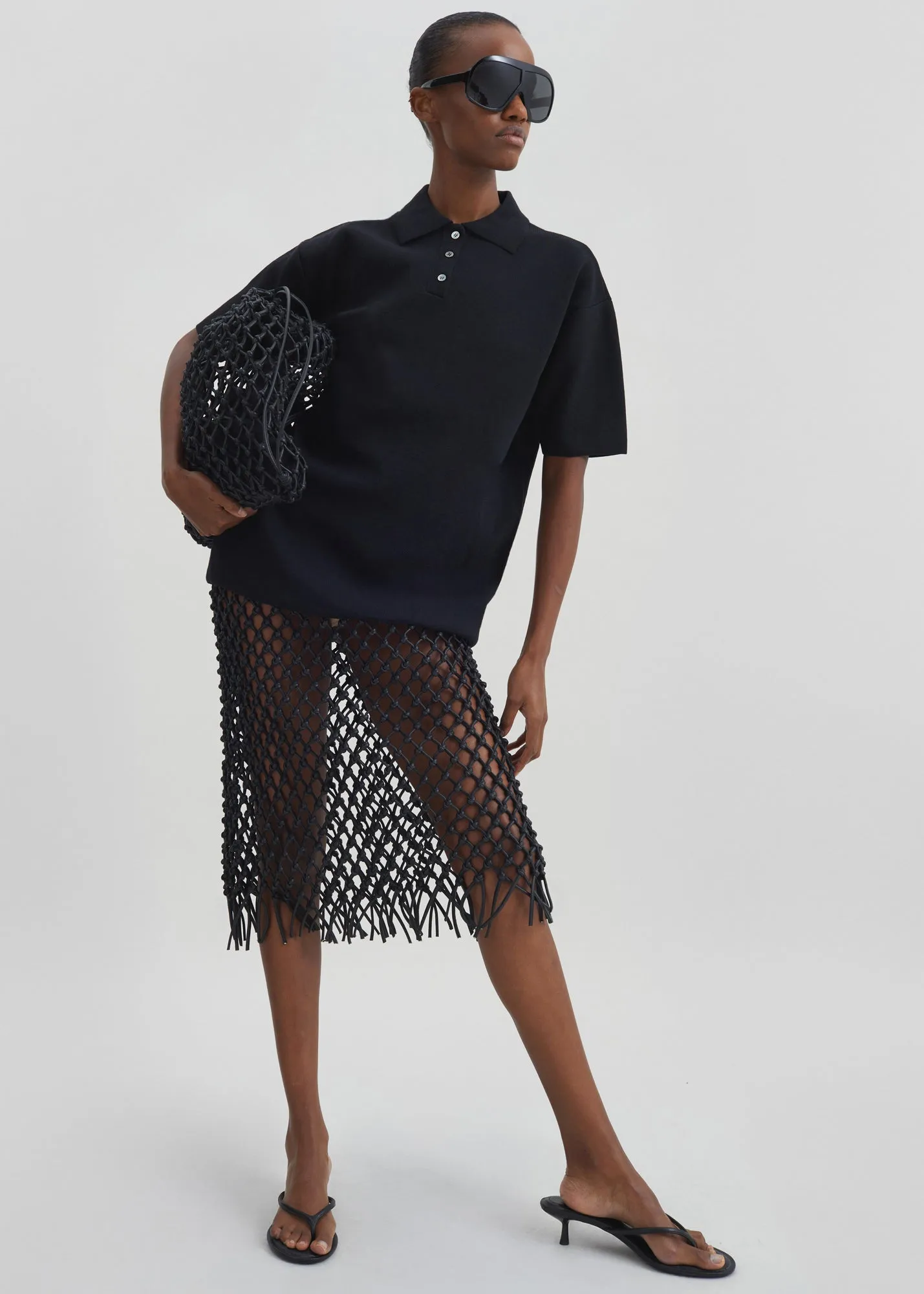 Nelaya Leather Macrame Skirt - Black sold by Frankie Shop