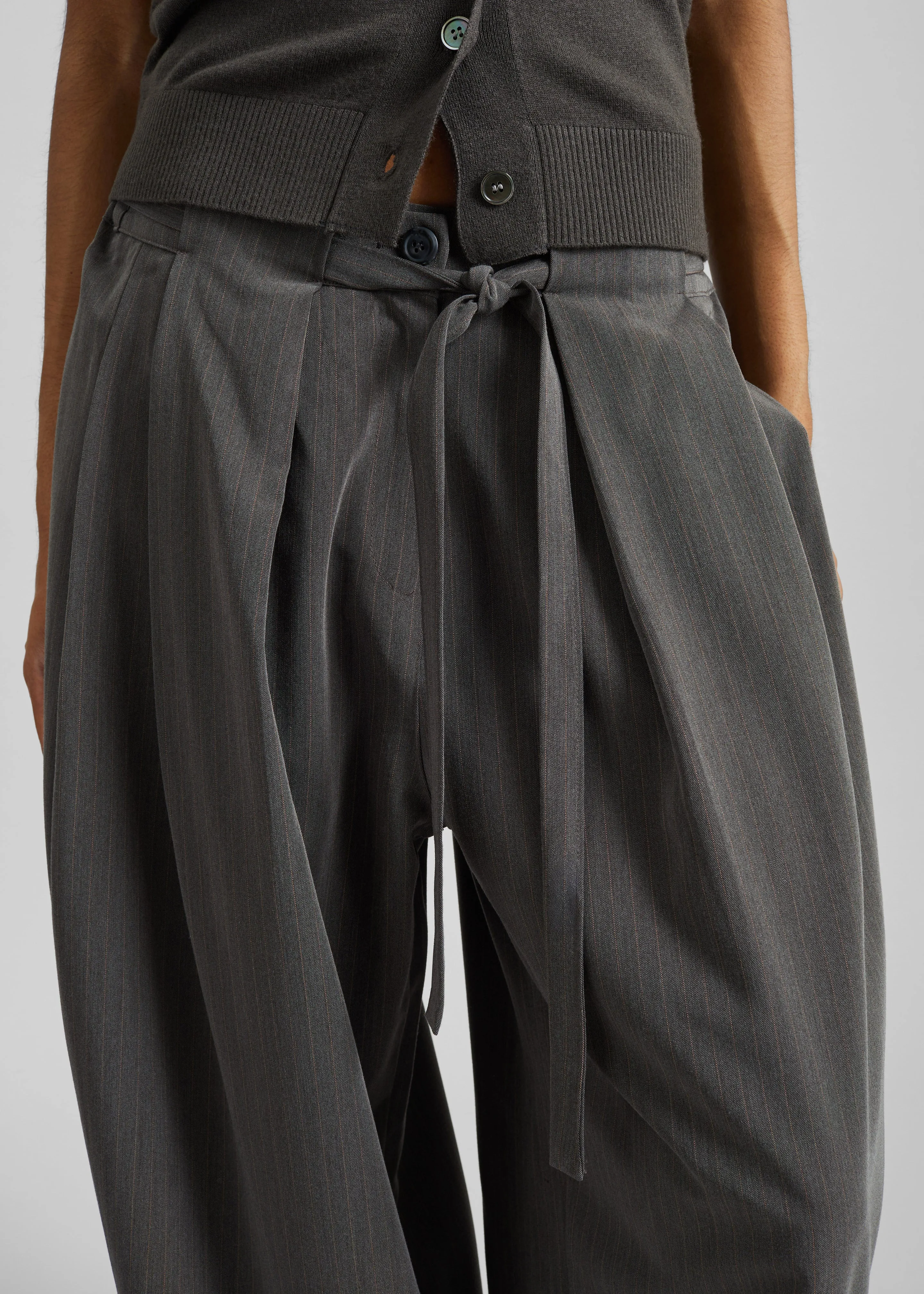 Loire Curved Pants - Charcoal Pinstripe sold by Frankie Shop product image thumbnail 3