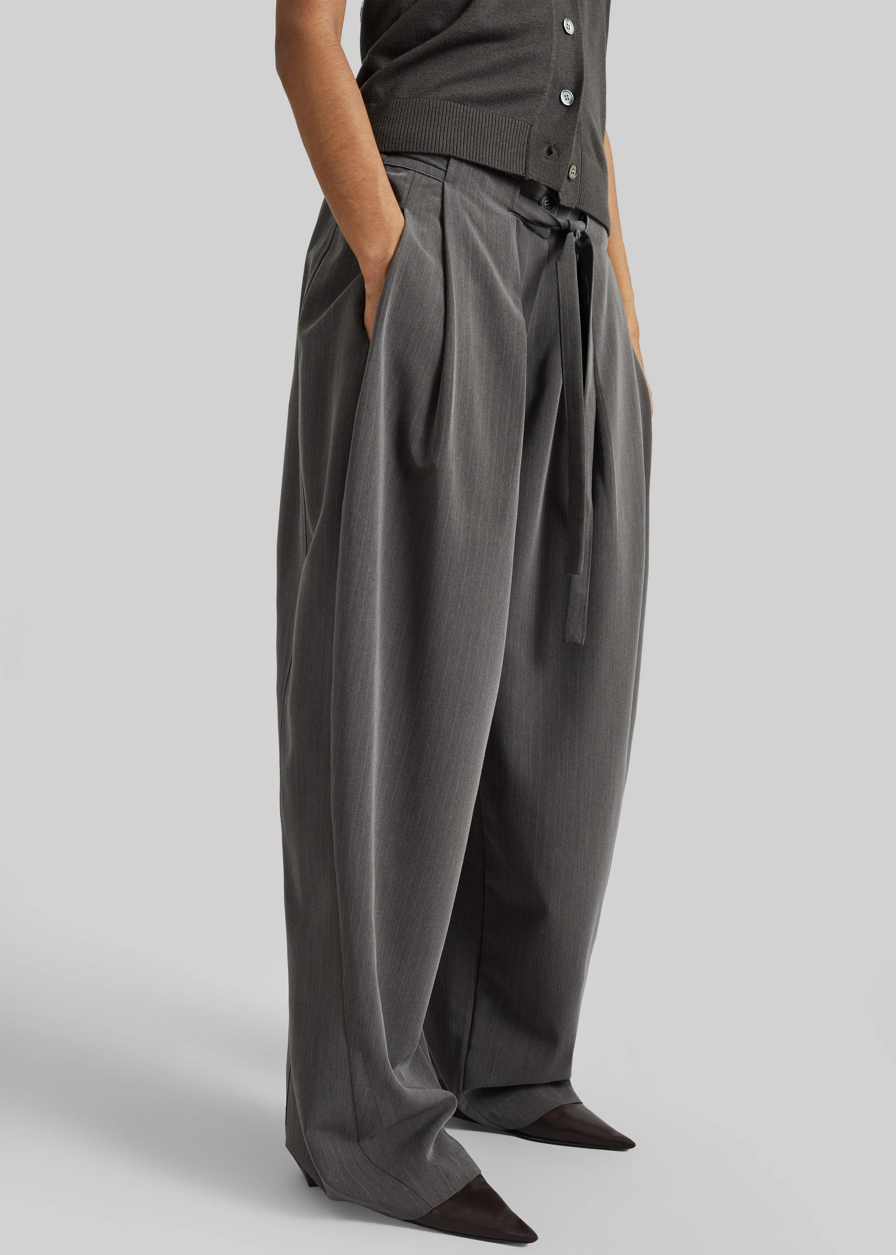 Loire Curved Pants - Charcoal Pinstripe sold by Frankie Shop product image thumbnail 4