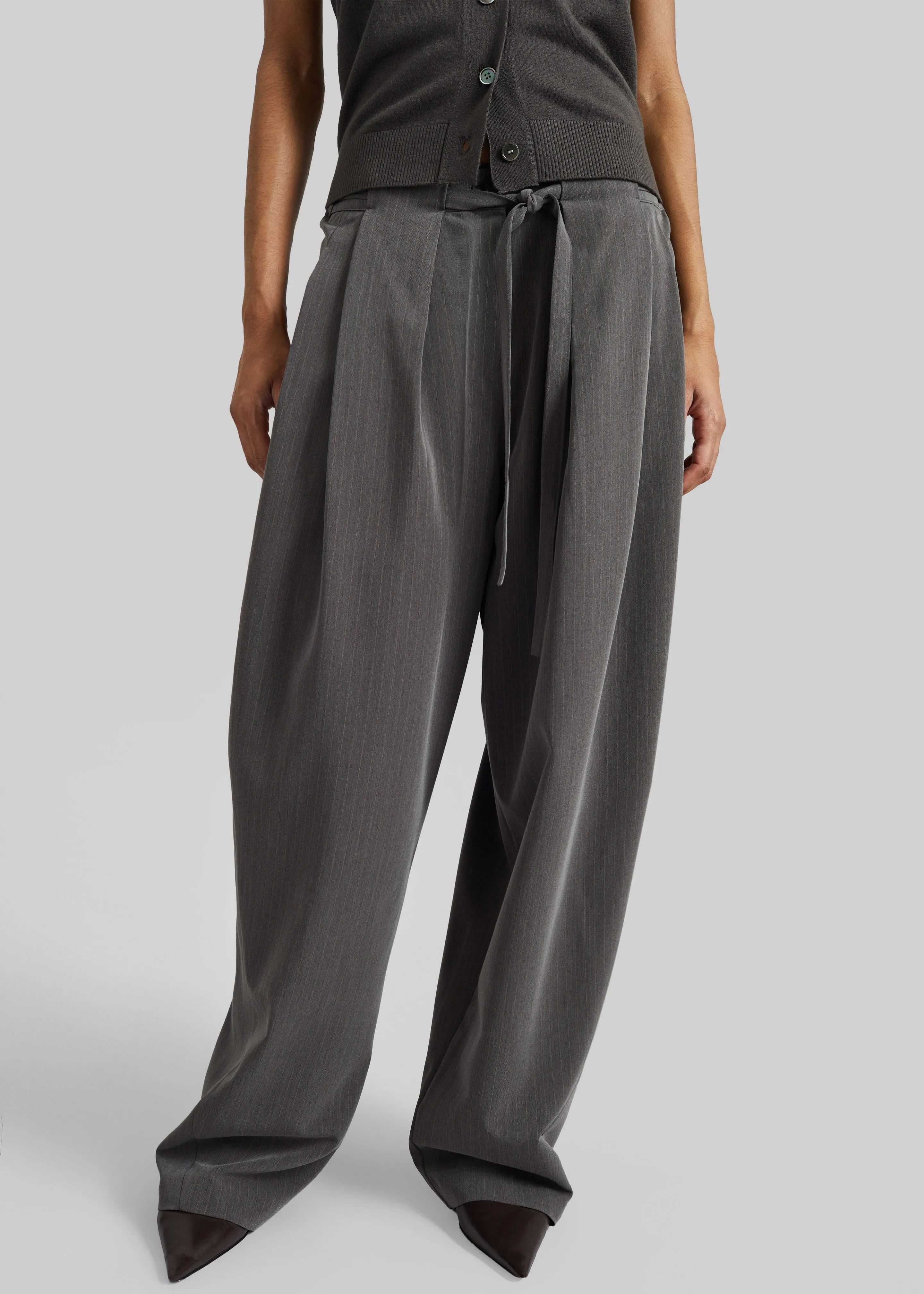 Loire Curved Pants - Charcoal Pinstripe sold by Frankie Shop product image thumbnail 2