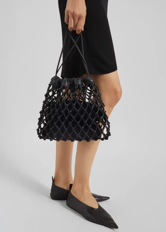 Morgan Leather Macrame Small Pouch - Black made by Frankie Shop