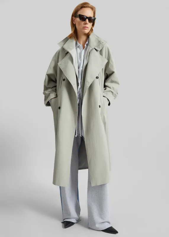 Besme Layered Trench Coat - Sage made by Frankie Shop