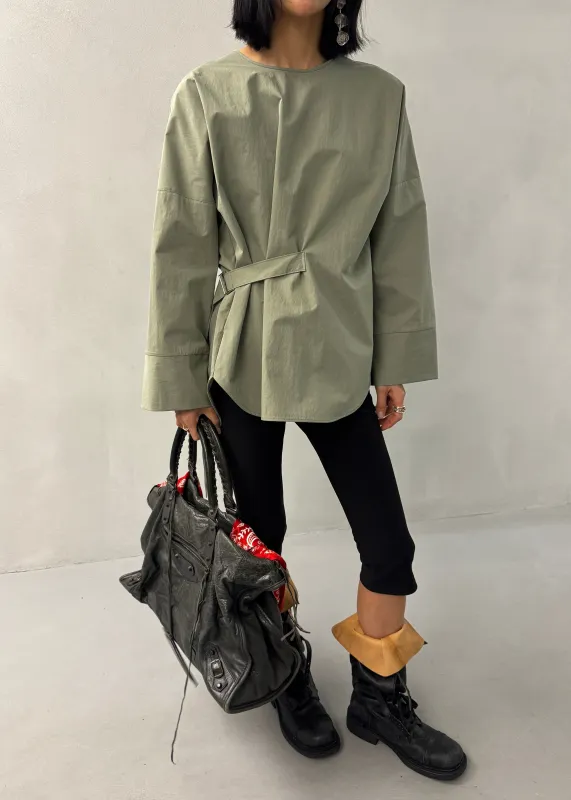 Ames Belted Top - Sage made by Frankie Shop