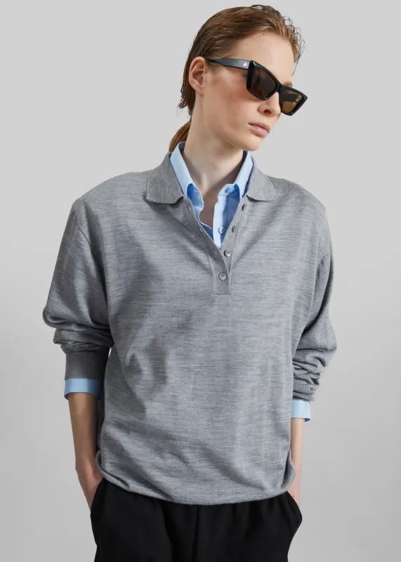 Avallon Padded Knit Polo - Grey made by Frankie Shop