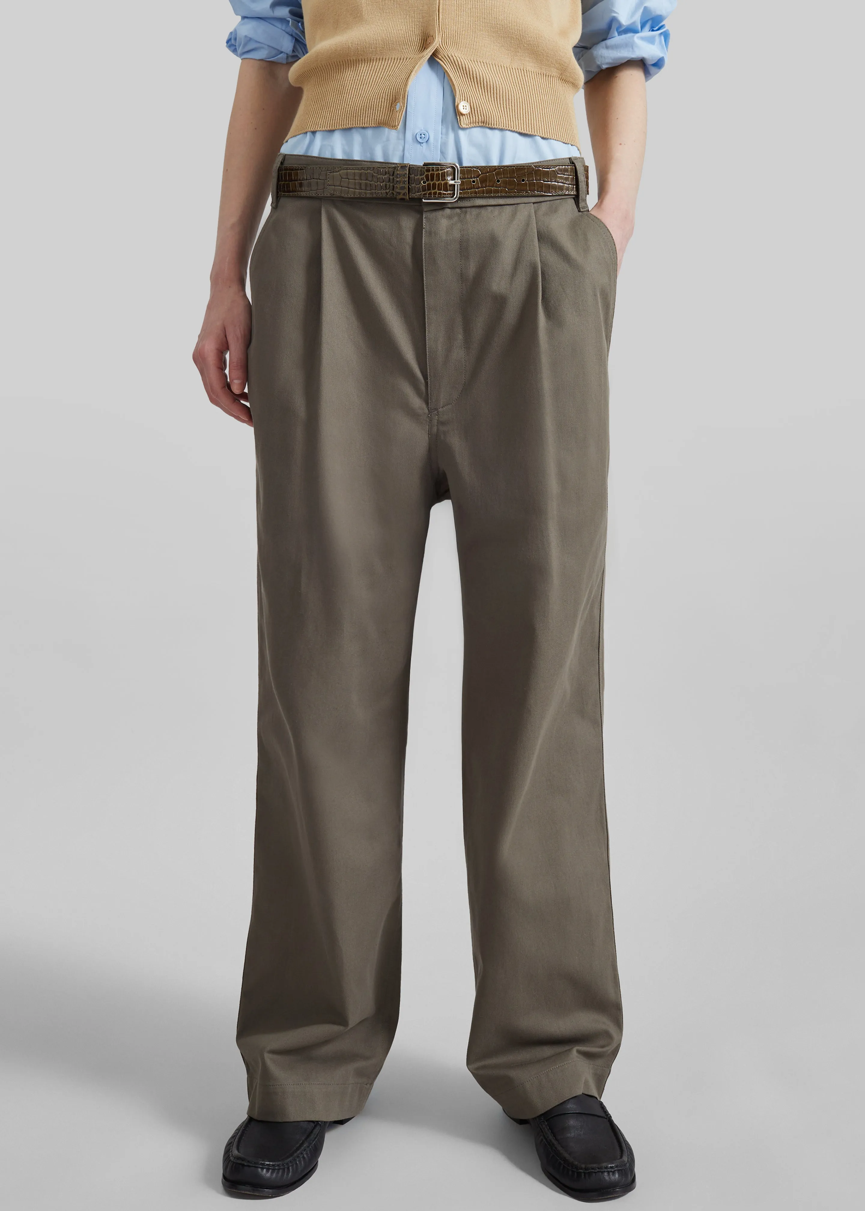 Low Classic Drawstring Washed Cotton Pants - Khaki sold by Frankie Shop product image thumbnail 3
