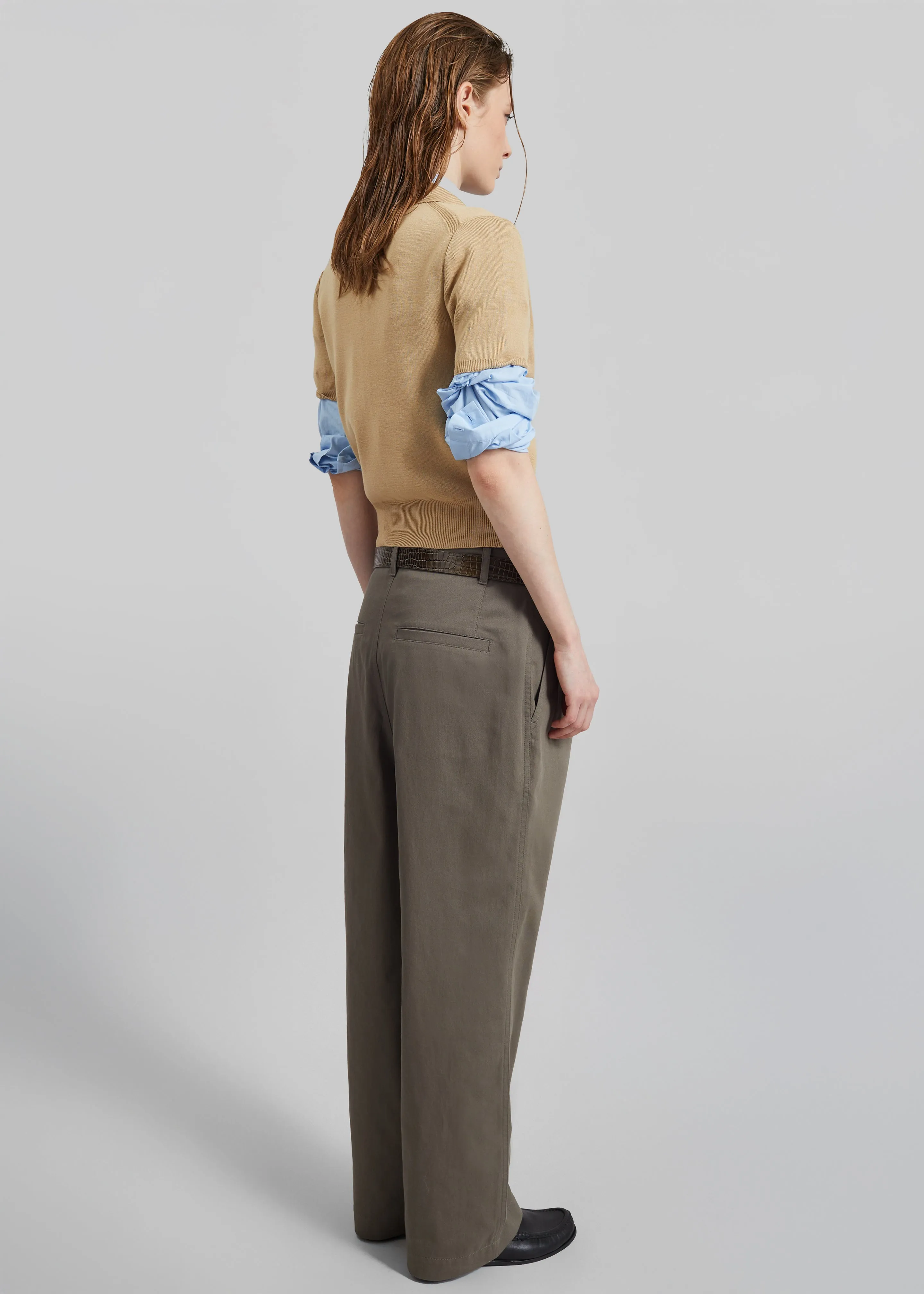 Low Classic Drawstring Washed Cotton Pants - Khaki sold by Frankie Shop product image thumbnail 5