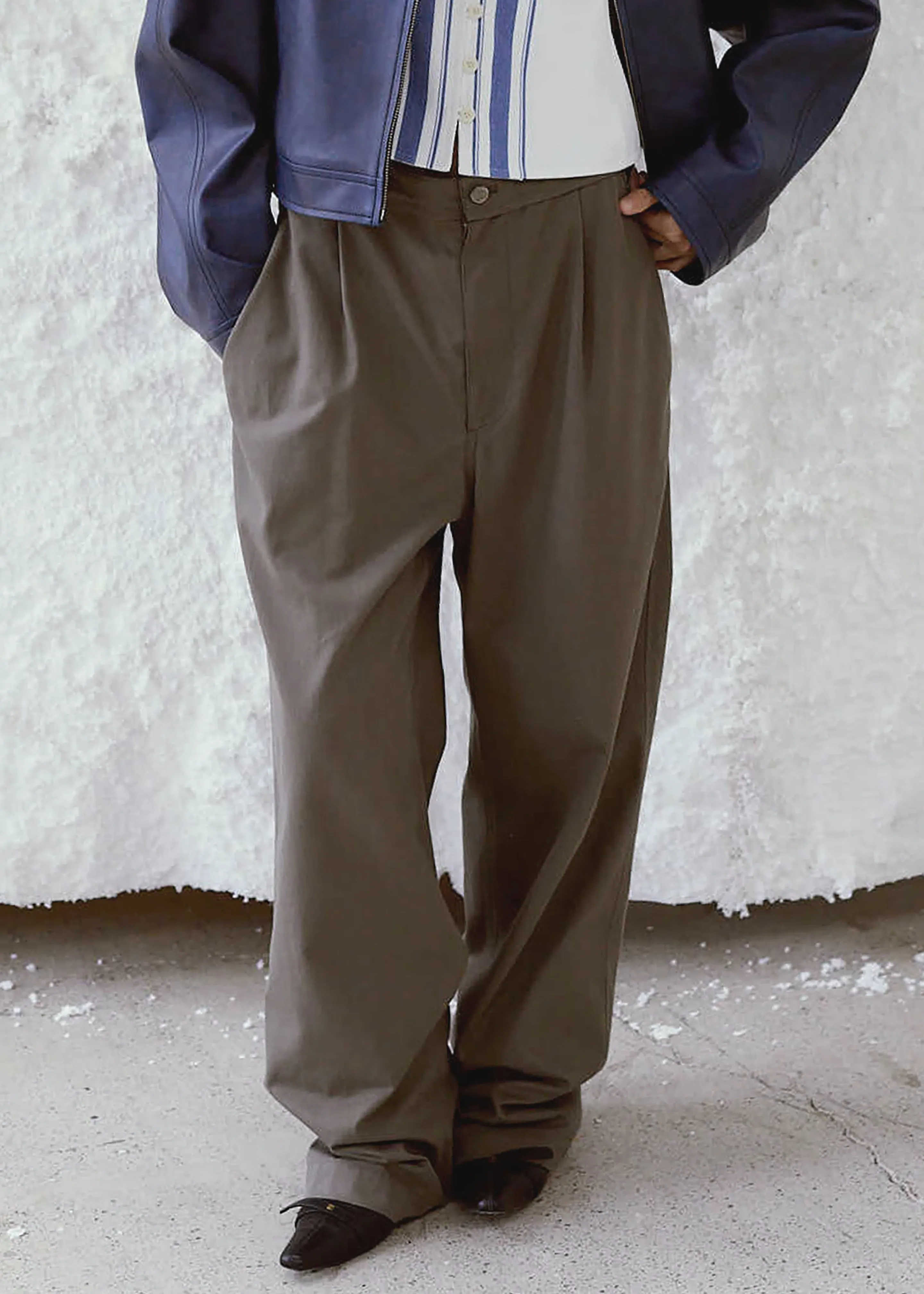 Low Classic Drawstring Washed Cotton Pants - Khaki sold by Frankie Shop product image thumbnail 4