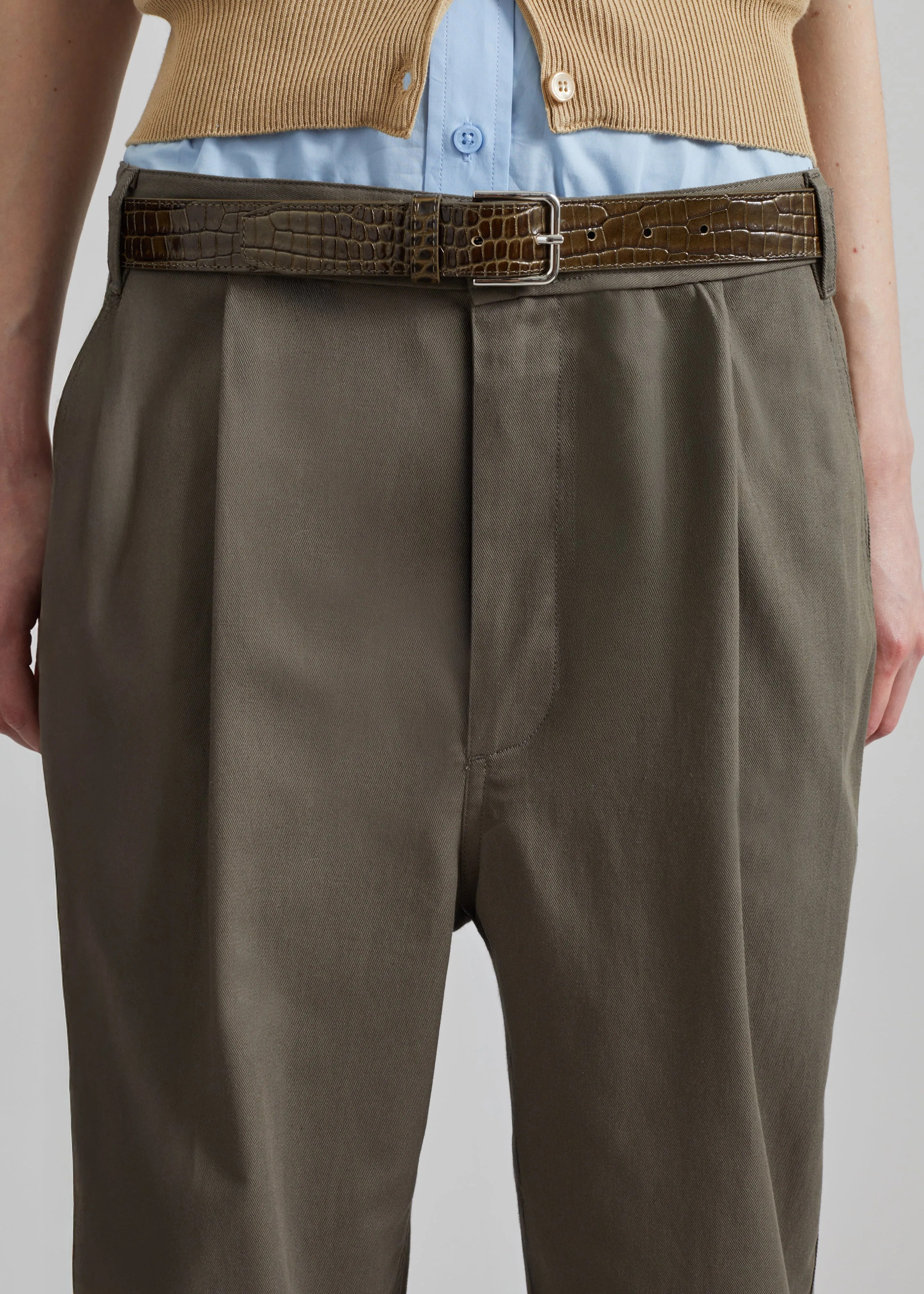 Low Classic Drawstring Washed Cotton Pants - Khaki sold by Frankie Shop product image thumbnail 2