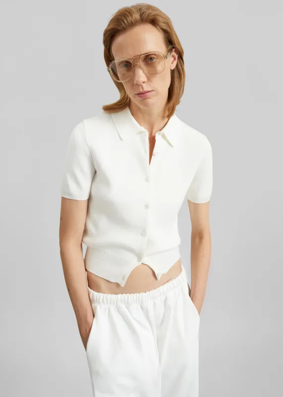 Amelot Knit Short Sleeve Cardigan - White made by Frankie Shop