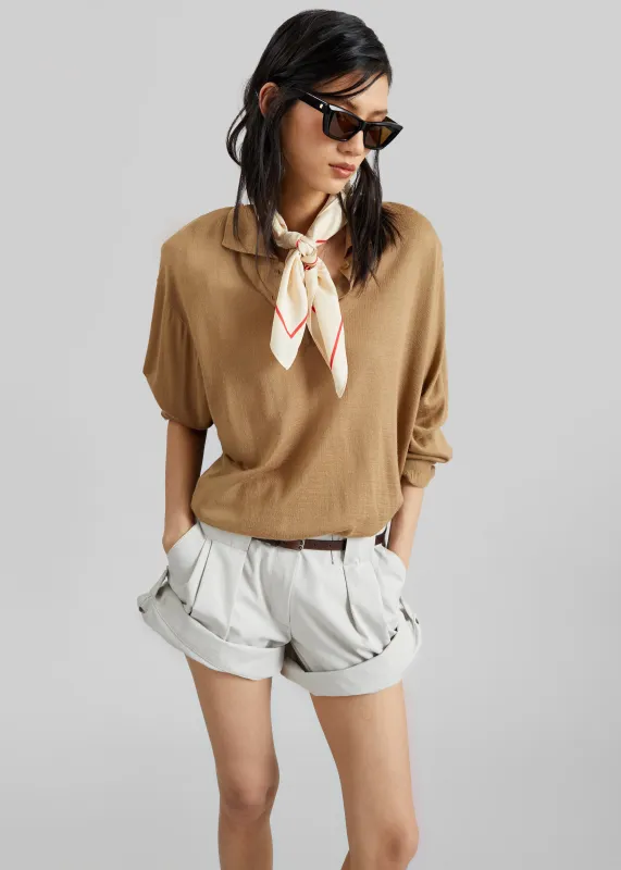 Avallon Padded Knit Polo - Camel made by Frankie Shop