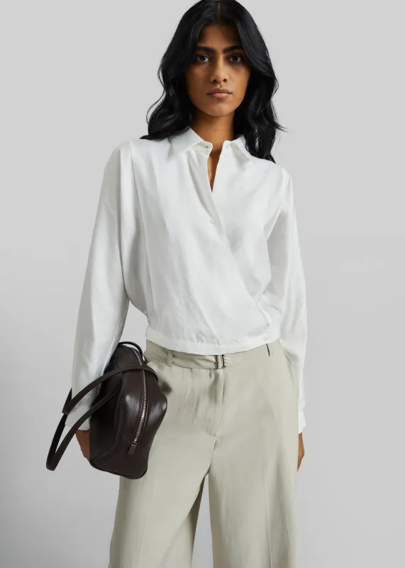 Orsel Cropped Crossover Shirt - White made by Frankie Shop